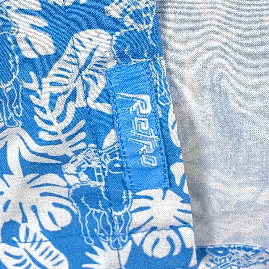 Retro Rifle Shirt Men XL Blue Foraging Llama Minigun AOP Performance Summer