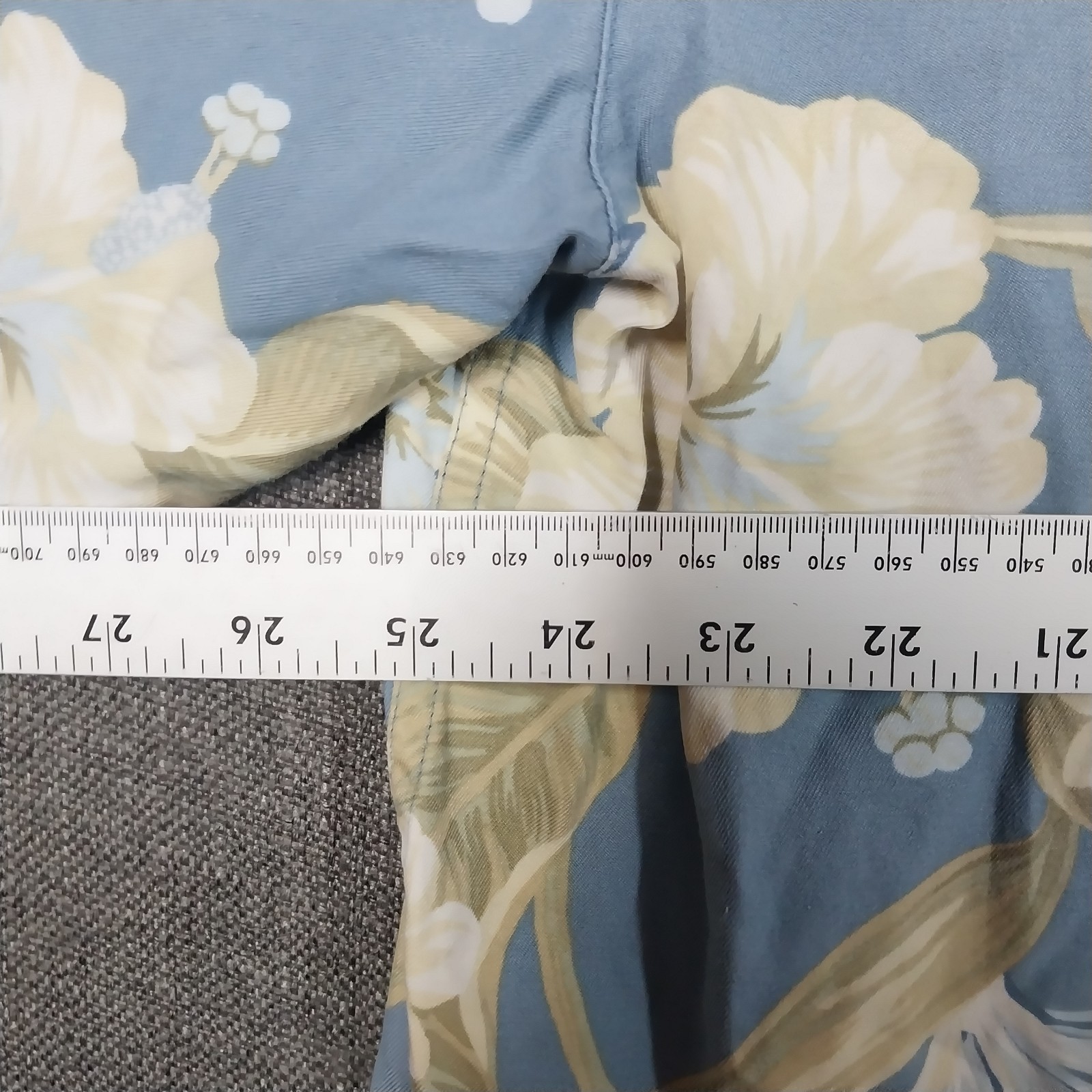 Pusser’s West Indies Hawaiian Shirt Blue Floral Silk Cotton Blend XL
