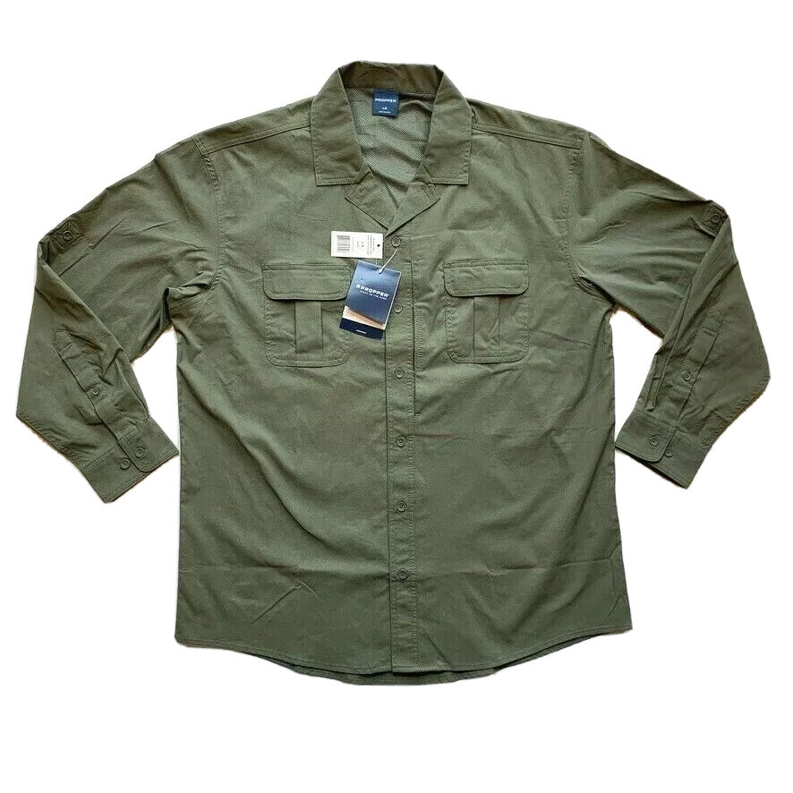 NEW Propper Shirt Mens Large Green Tactical Ripstop UPF 50 Summerweight