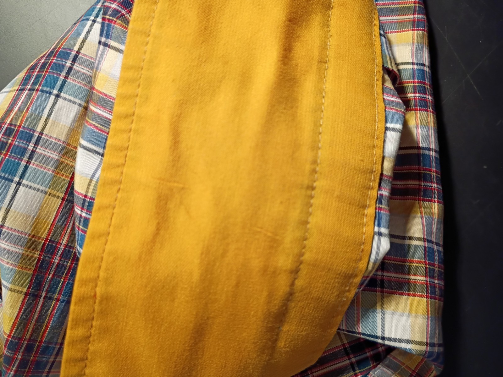 Enzo Made in Italy Button Up Mustard Teal Plaid Shirt Size M/L Convertible Cuff