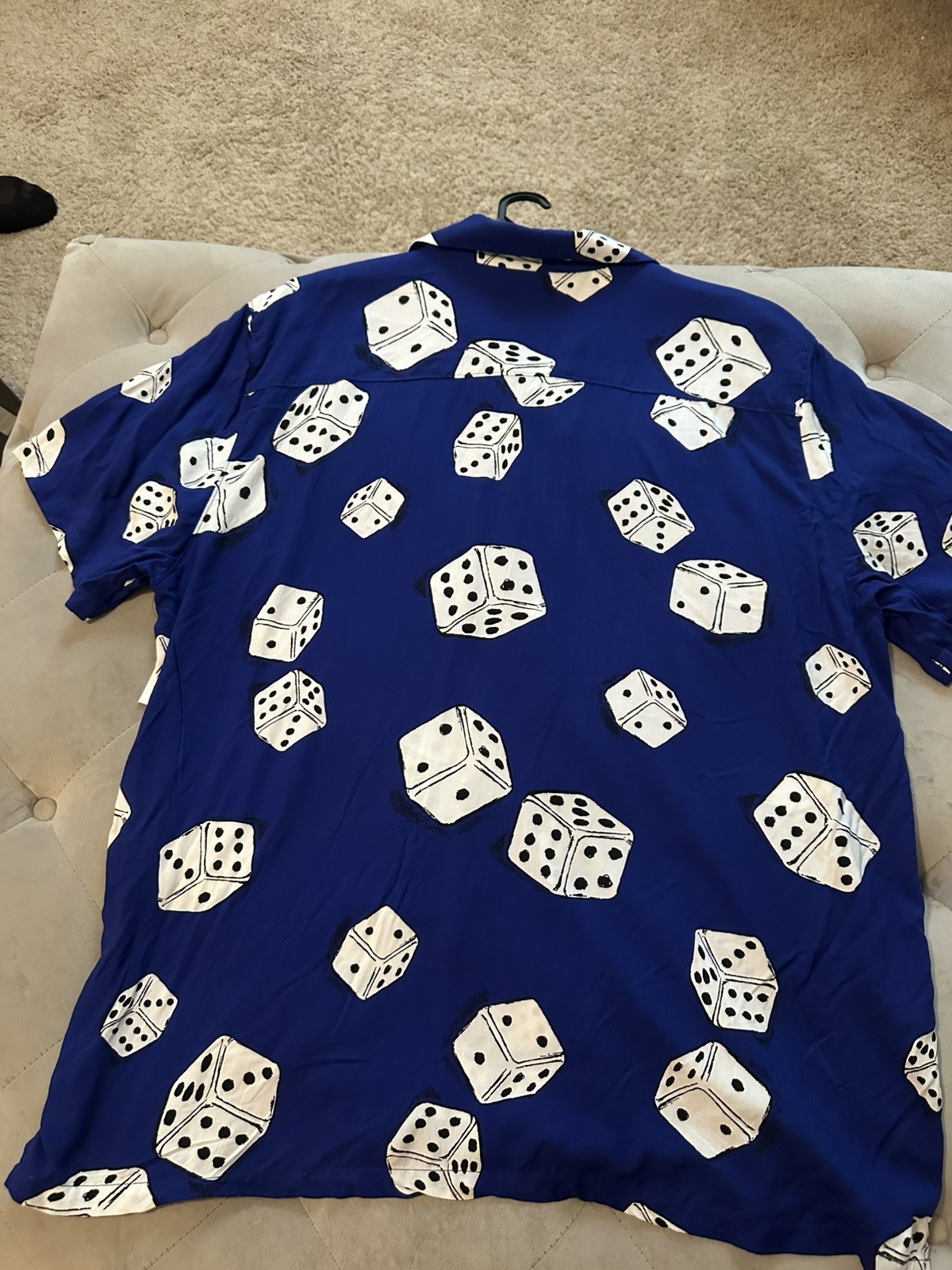 No Boundaries Button up Shirt Mens 3XL Blue Dice Print Short Sleeve “Vegas Baby”
