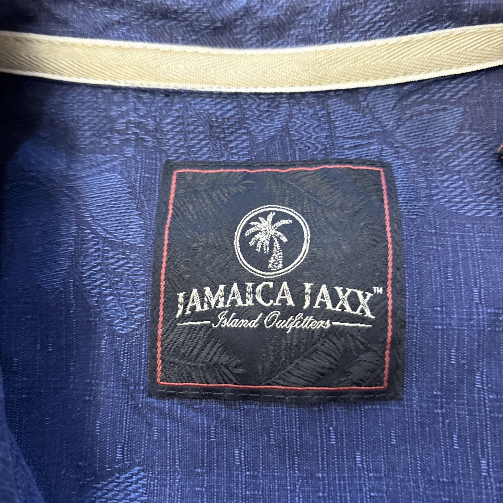Jamaica Jaxx Short Sleeve 100% Silk Deep Blue Hawaiian Shirt Size XL