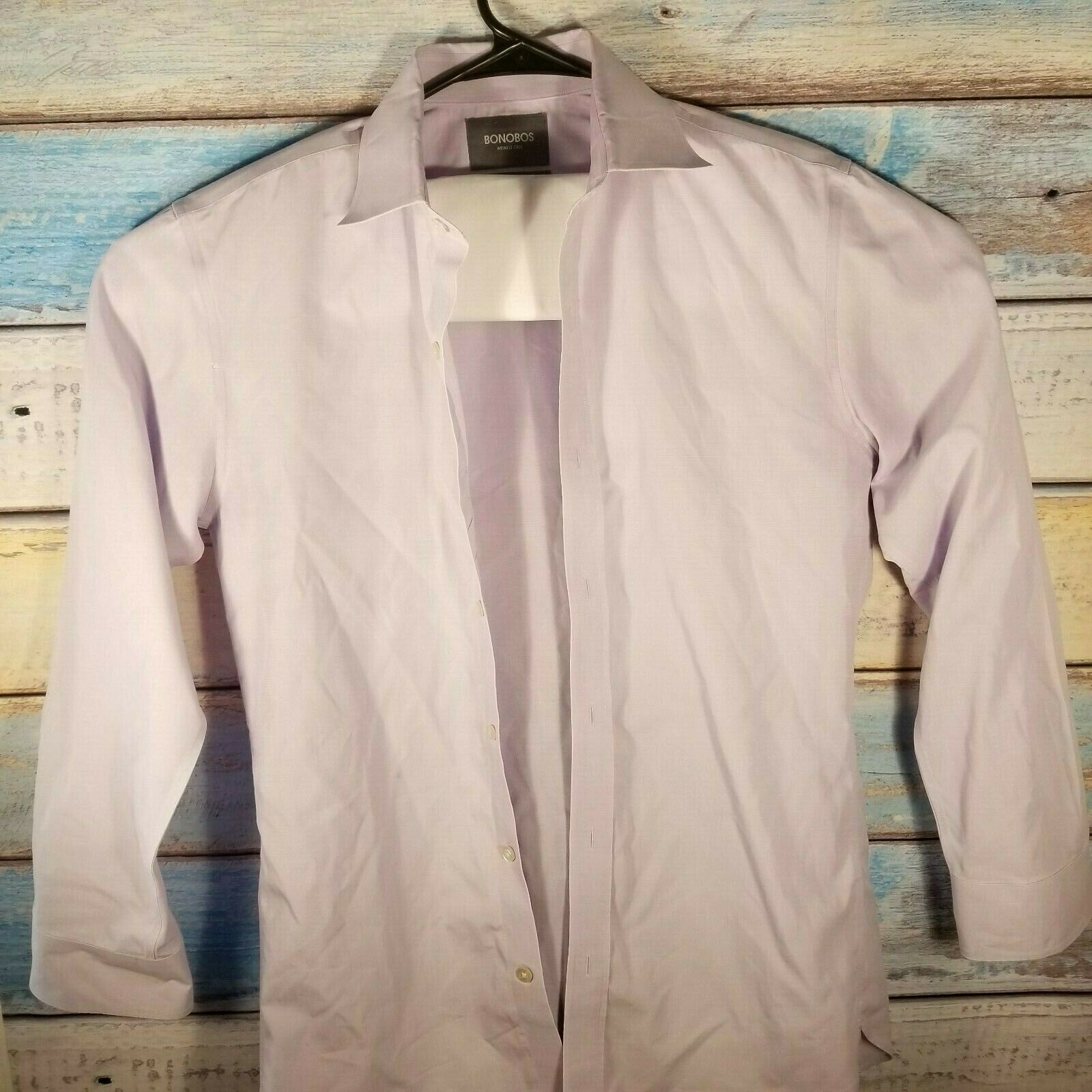 Bonobos 15/32 Slim Fit Wrinkle Free Purple Long Sleeves 100% Cotton USA Seller