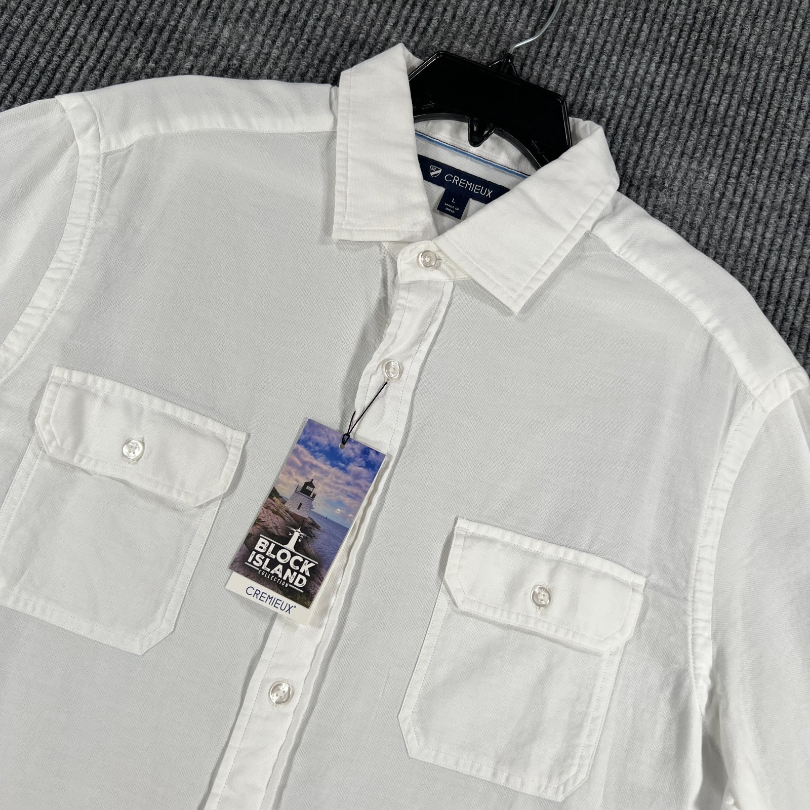 Cremieux Block Island Shirt Mens Large White Short Sleeve Button Up Wedding New