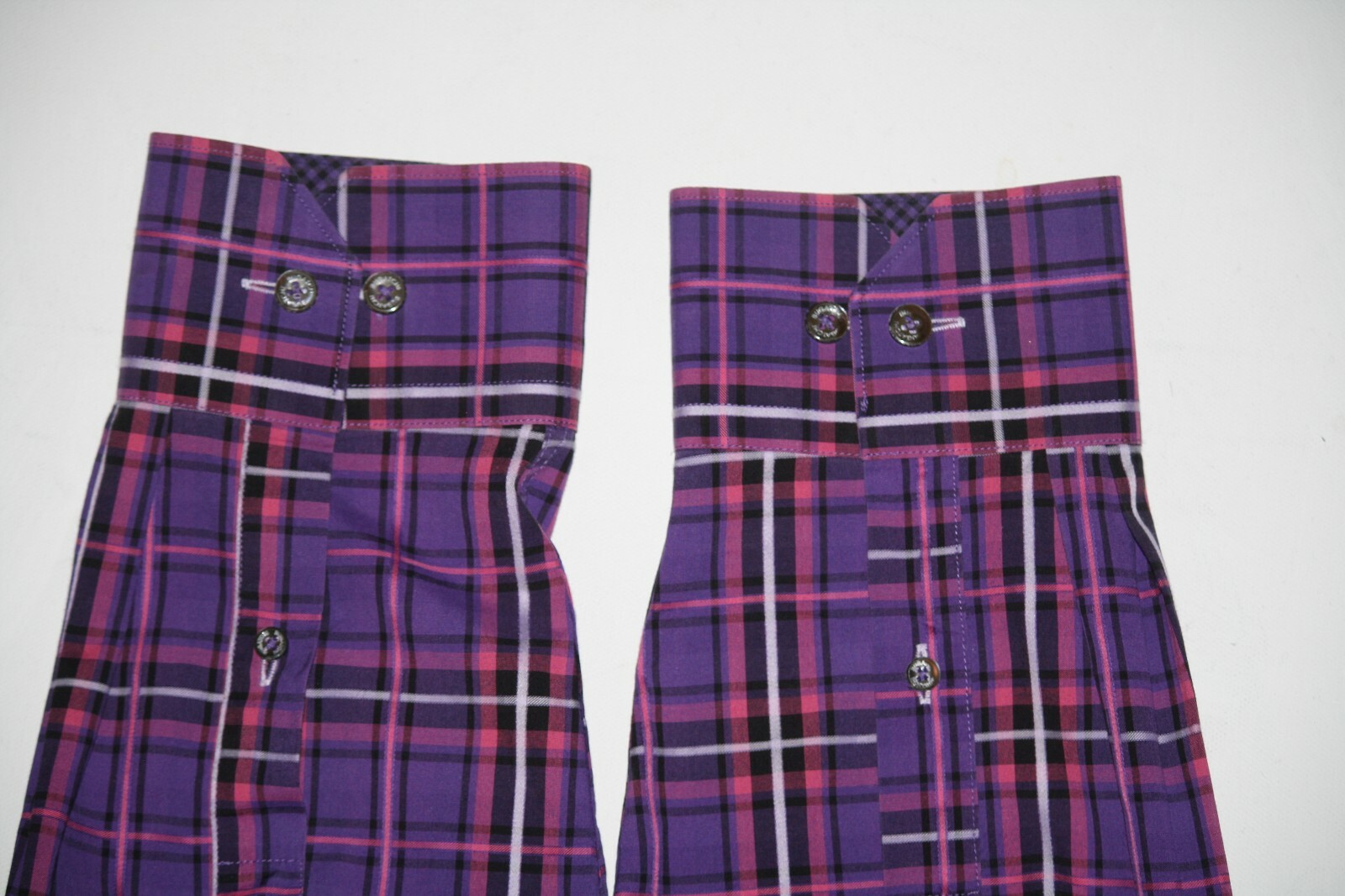 Bugatchi Uomo flip cuff plaid shirt w convertible cuffs Shaped Fit