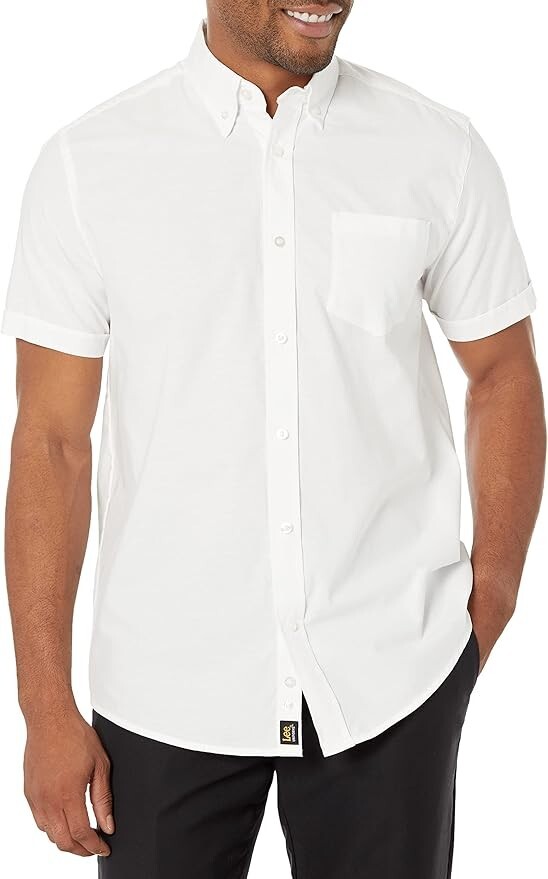 Lee Uniforms Young Men’s Short-Sleeve Oxford Shirt, White