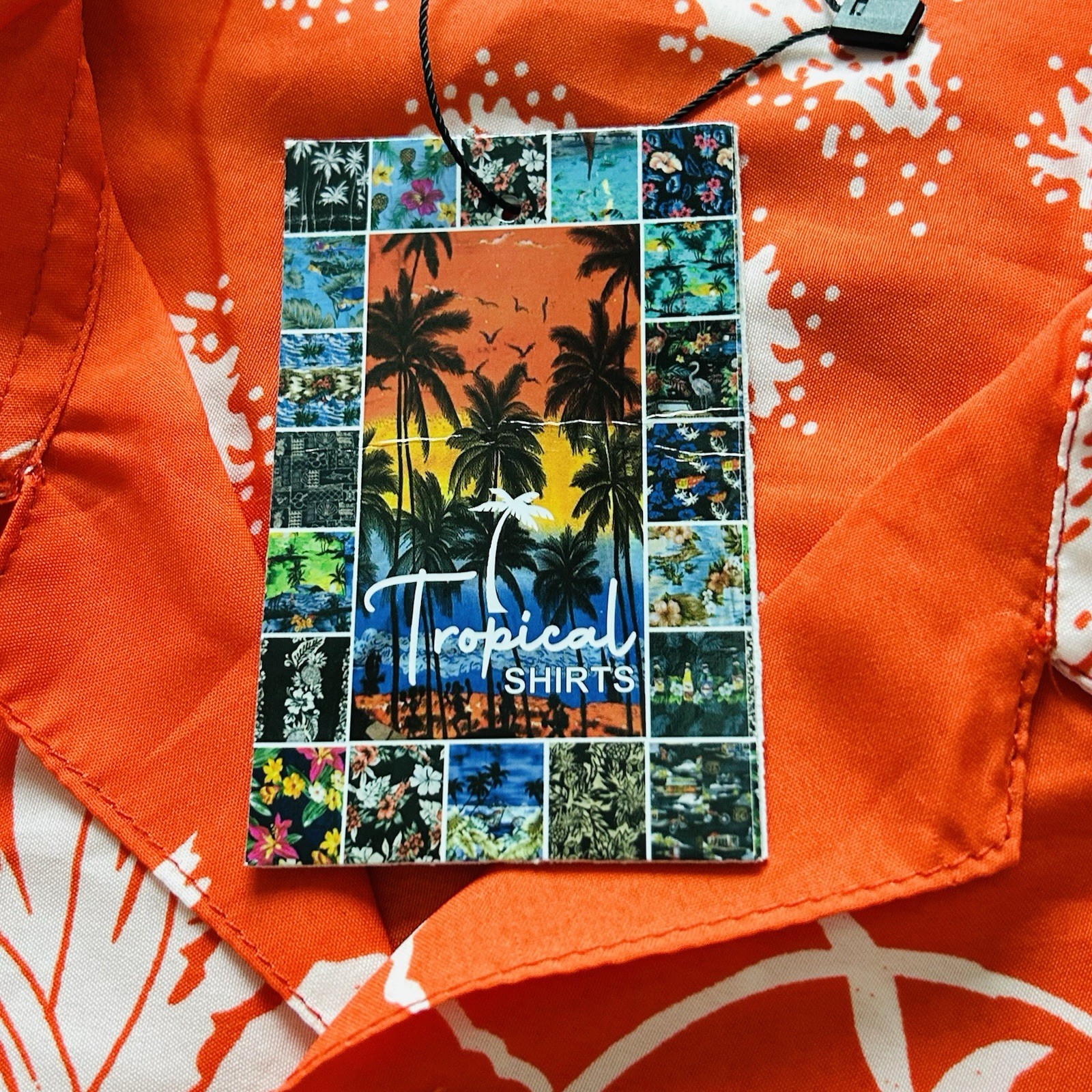 NWT Tropical Hawaiian Shirt 100% POLYESTER MEN’S 3XL ORANGE With Palm Tree’s