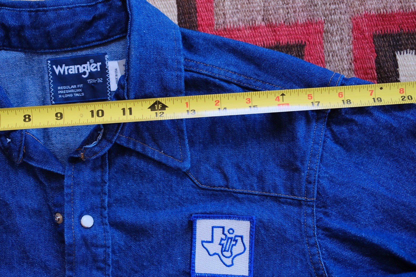 Wrangler Vintage 90’s Made In USA Pearl Snap Denim Western Shirt Mens 15 1/2-33