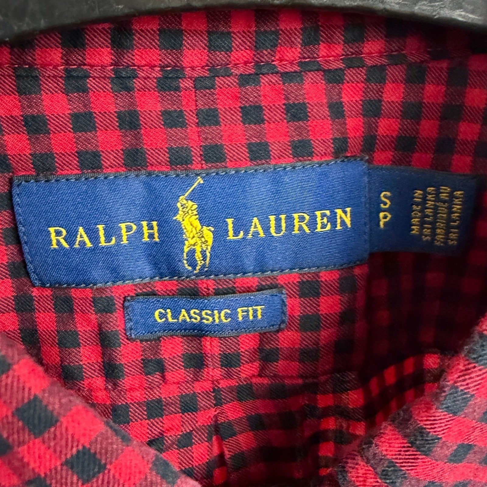 Polo Ralph Lauren Gingham Check Button Down Mens S Red Black Plaid Classic Fit