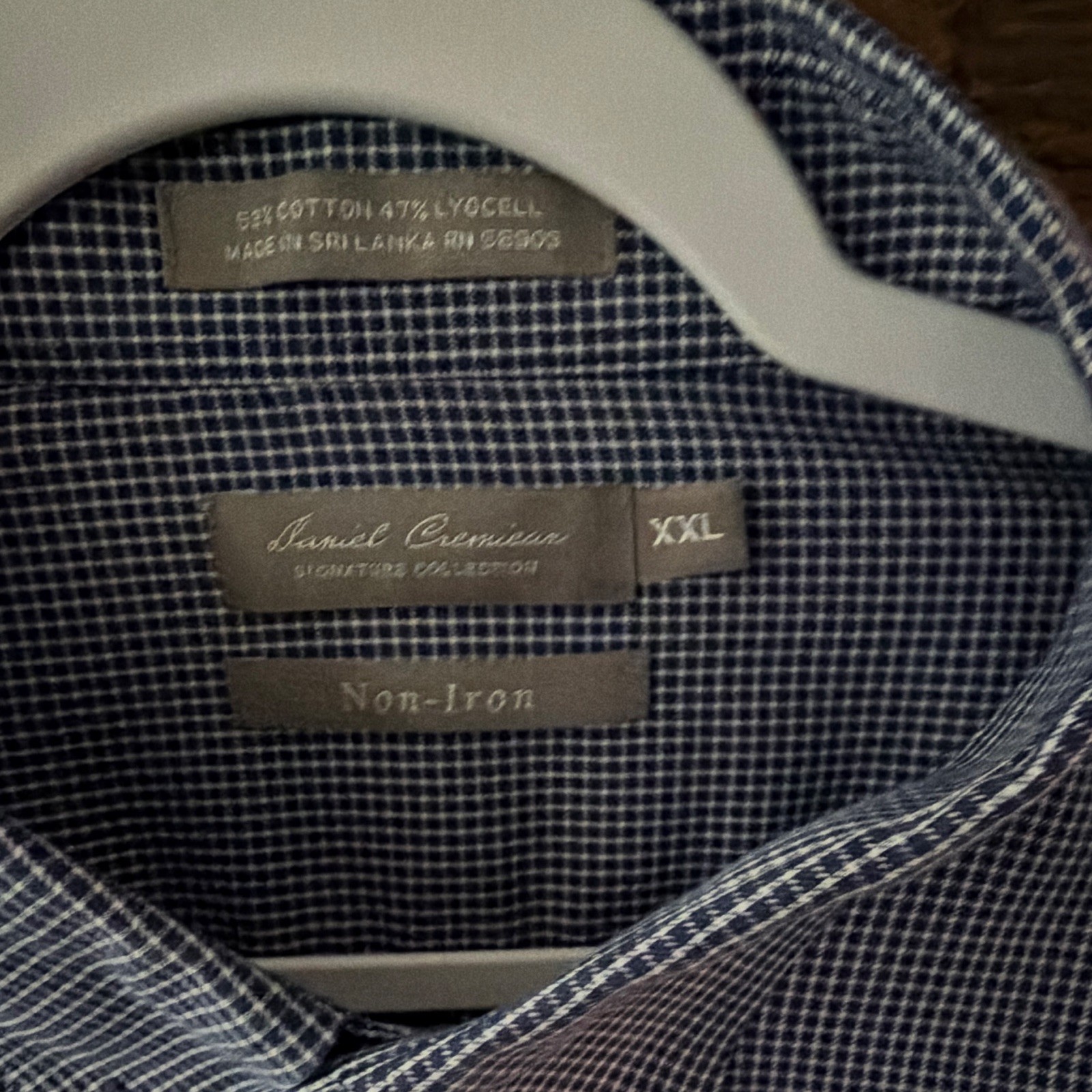 Daniel Cremieux Men’s 2XL Blue/White Check Cotton Woven LS Button-Down Non-Iron