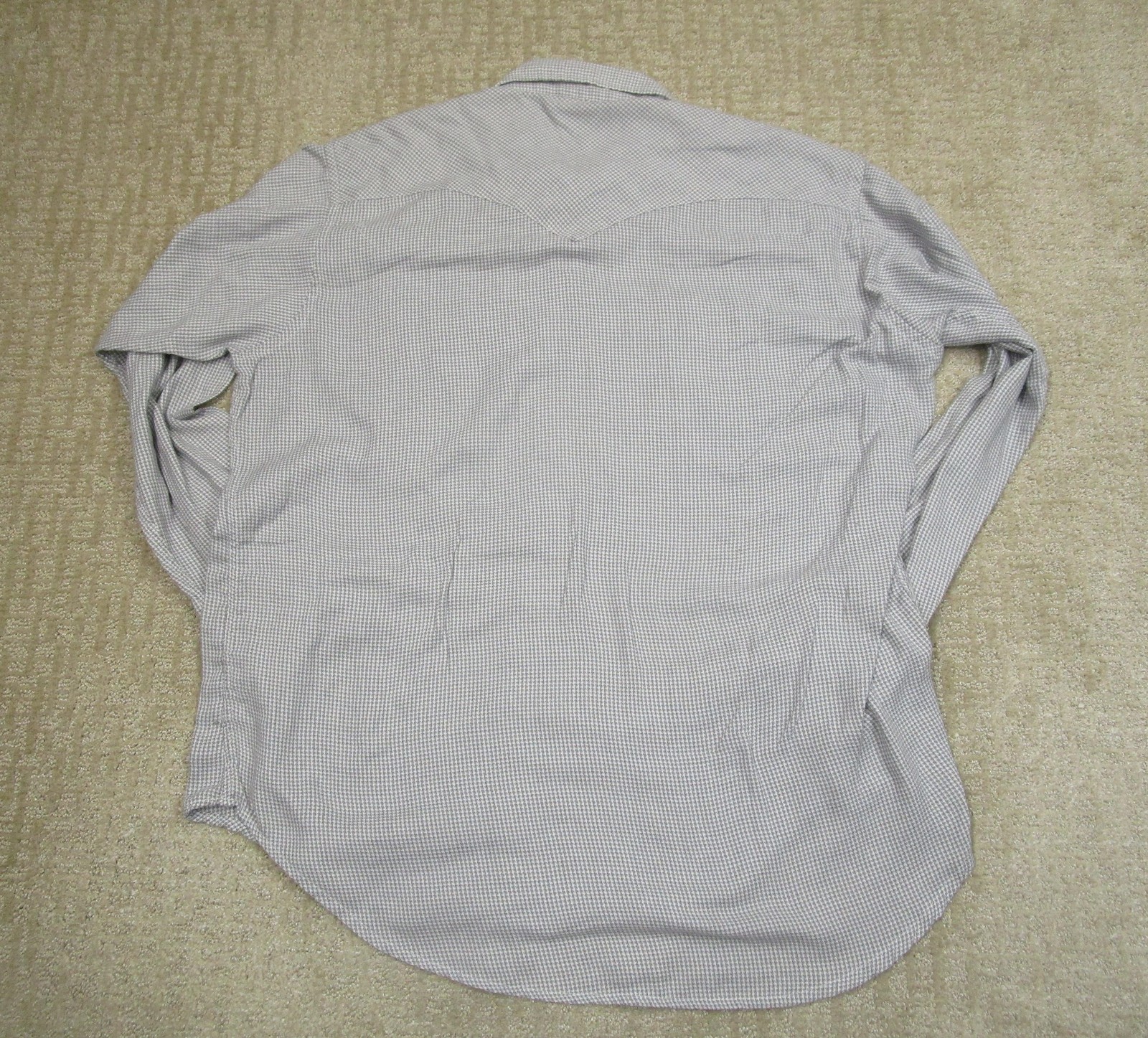 Ruddock Western Shirt Mens 18 35 Gray White Pearl Snap Houndstooth Long Tail VTG