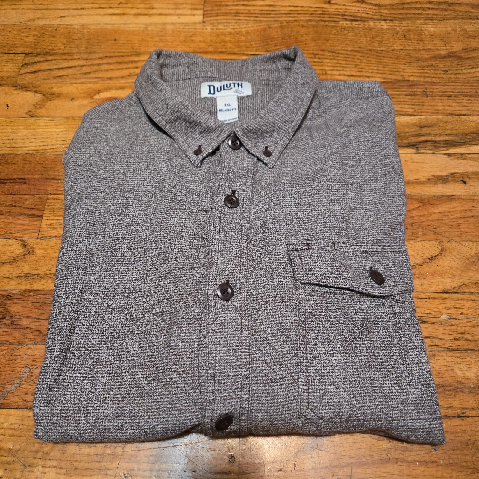 Duluth Trading Co. Button-Down 3XL 100% Cotton Relaxed Fit Flannel Shirt Brown