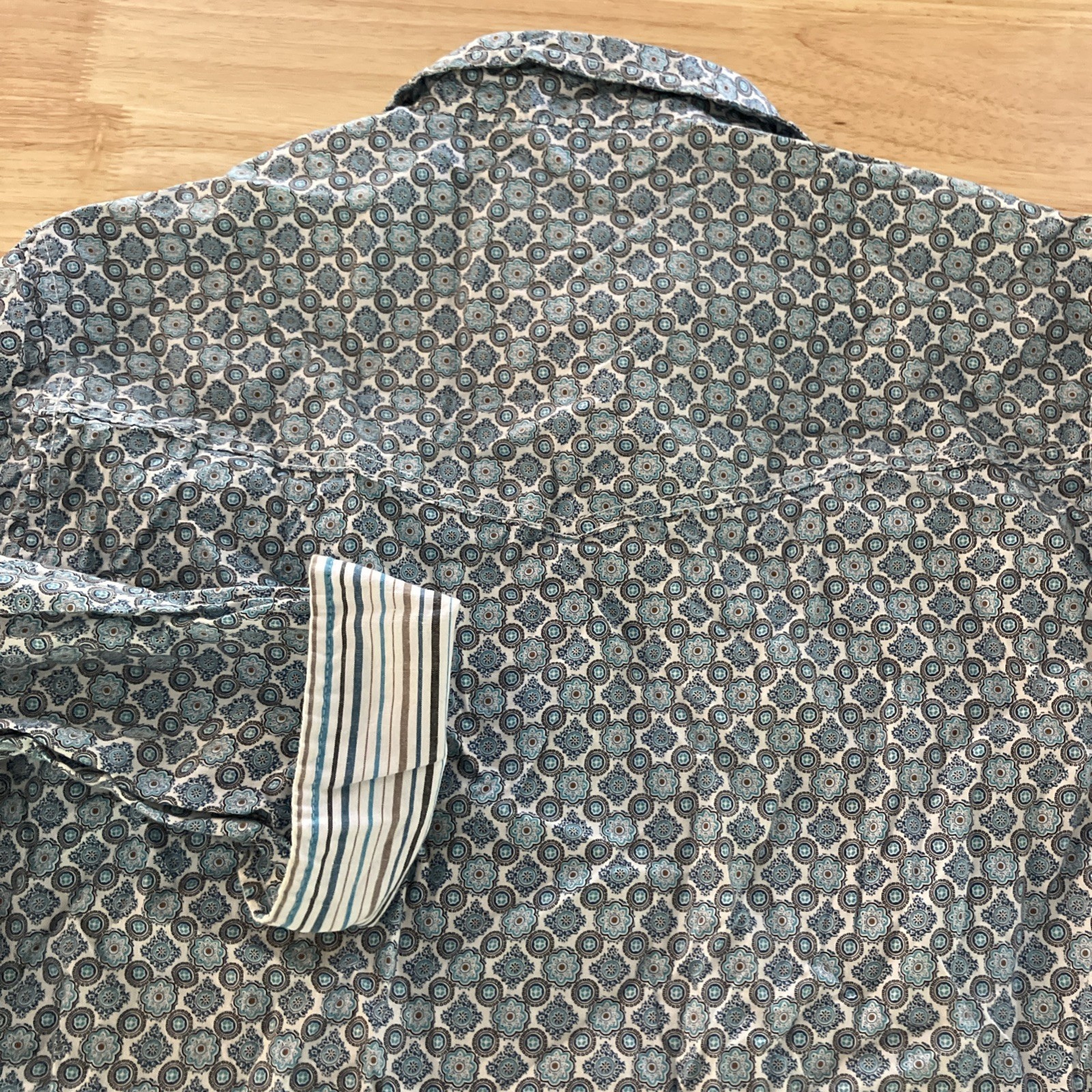 Wrangler 20X Competition Blue Geometric Pattern Western Snap Shirt Mens Medium