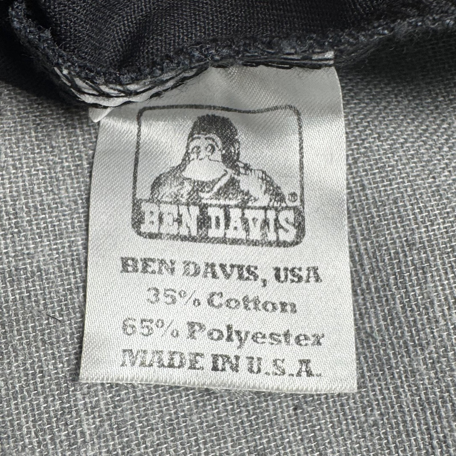 Ben Davis 1/4 Zip Shirt Mens Large Black Envidia Short Sleeve Workwear Made USA