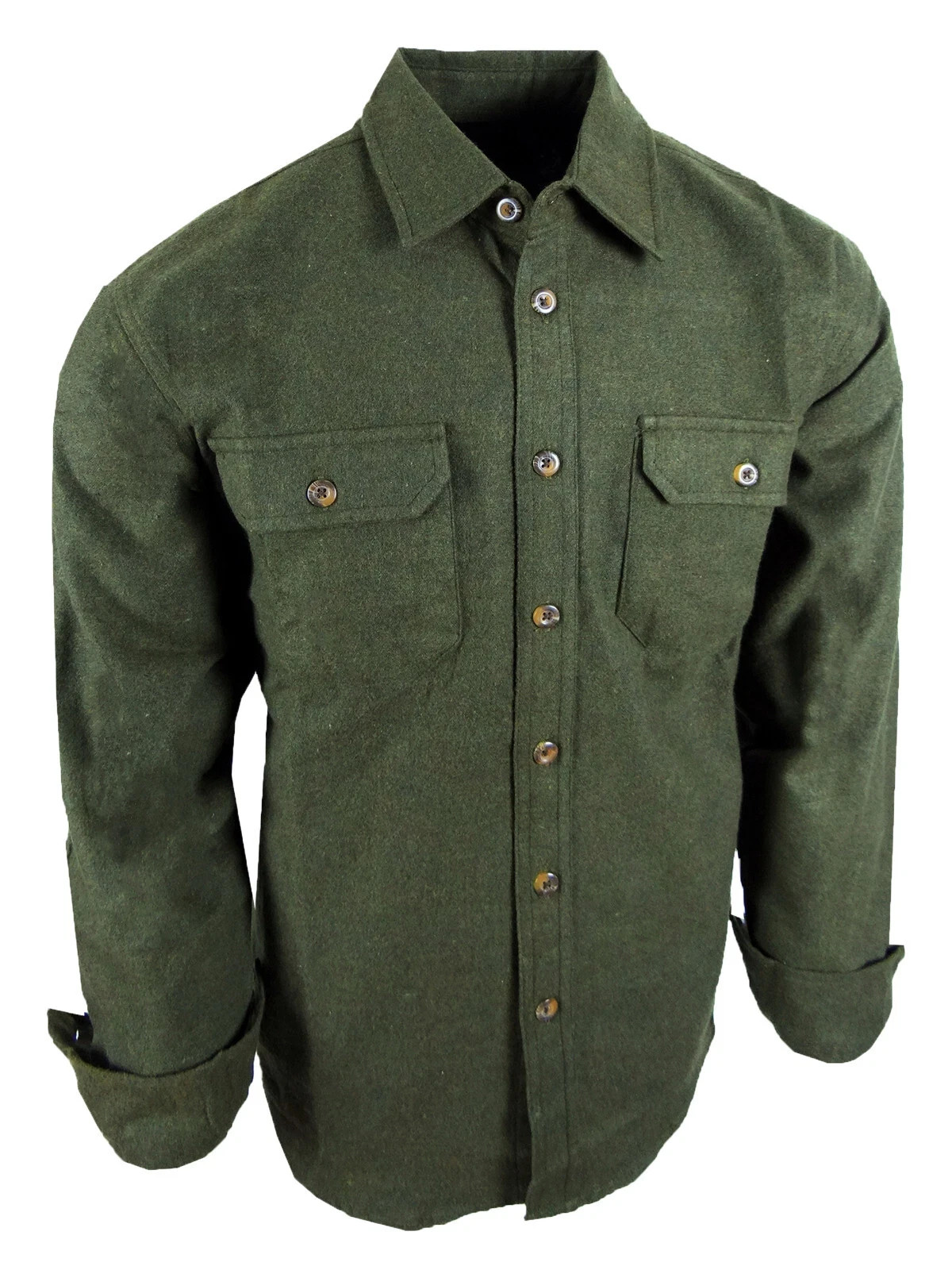 Chamois Shirt Mens Flannel Thick Rugged Work Stretch Button Pocket True Fit