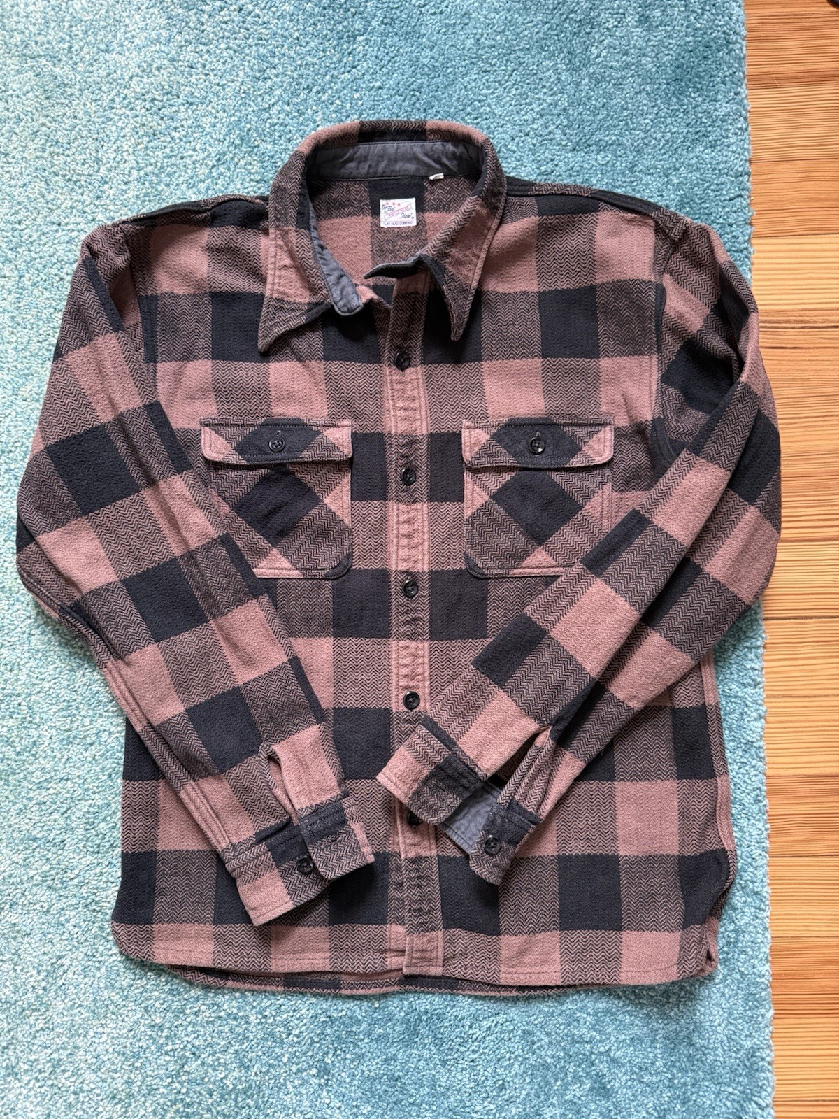 The Flat Head Winter Flannel Shirt Herringbone Check Size 40 Made In Japan