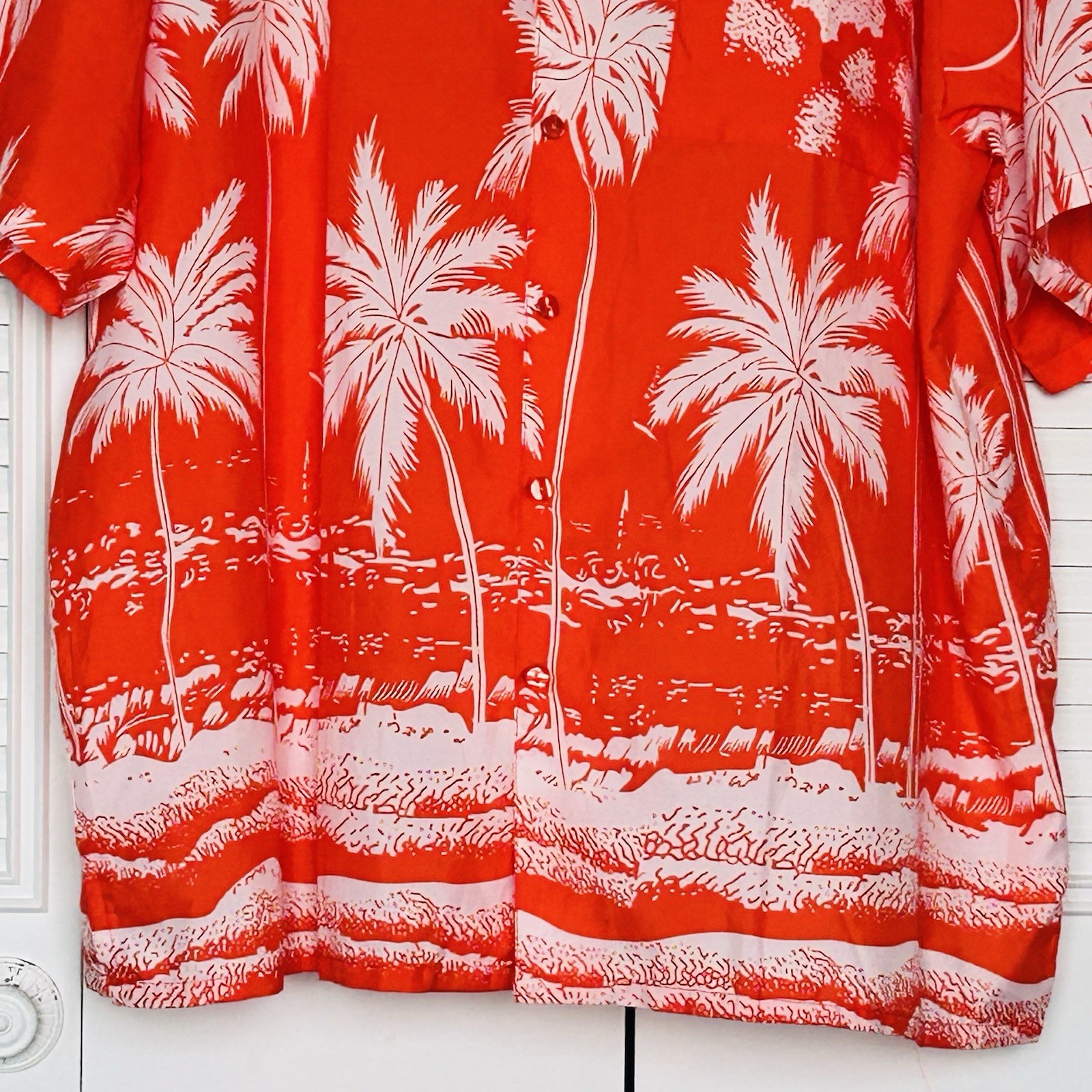 NWT Tropical Hawaiian Shirt 100% POLYESTER MEN’S 3XL ORANGE With Palm Tree’s