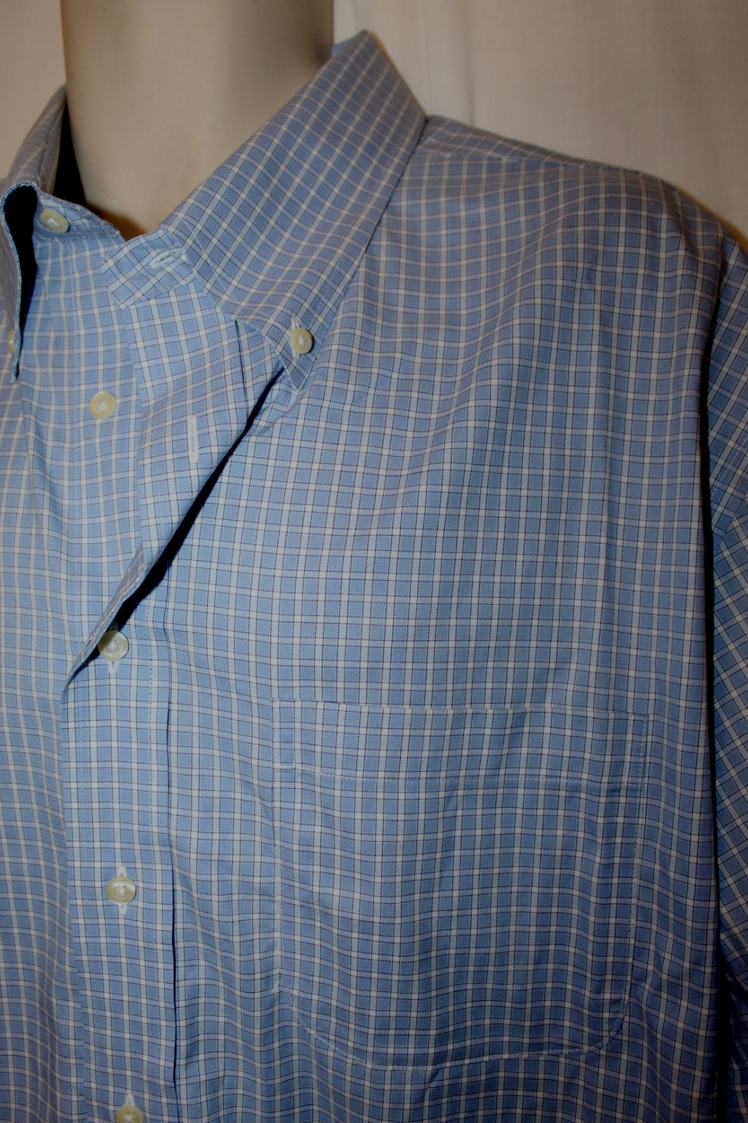 mens brooks brothers non iron button woven shirt XXL pre-owned blue check plaid