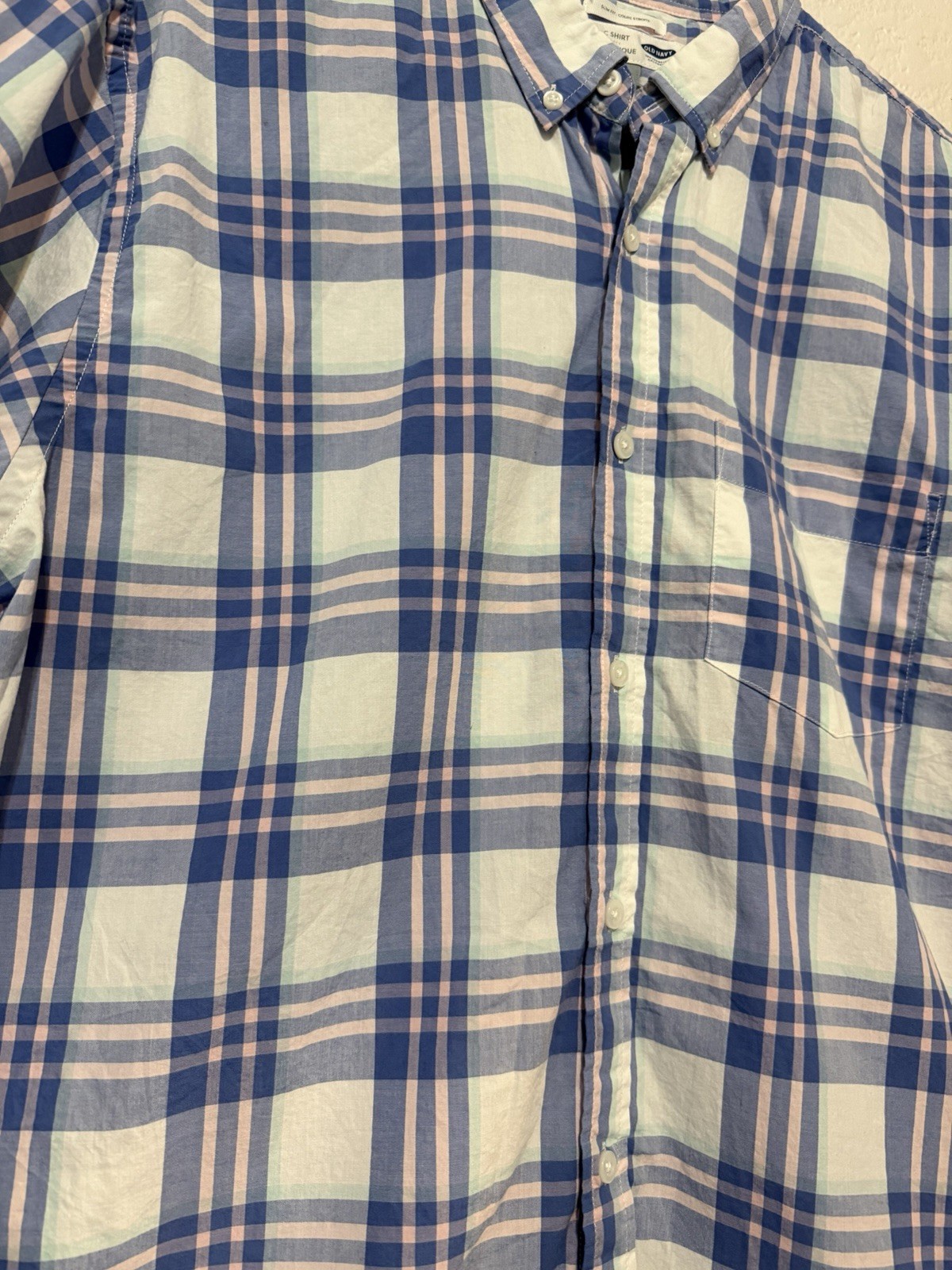 Old Navy Men’s Shirt Button Down Short Sleeve XL Plaid Spring