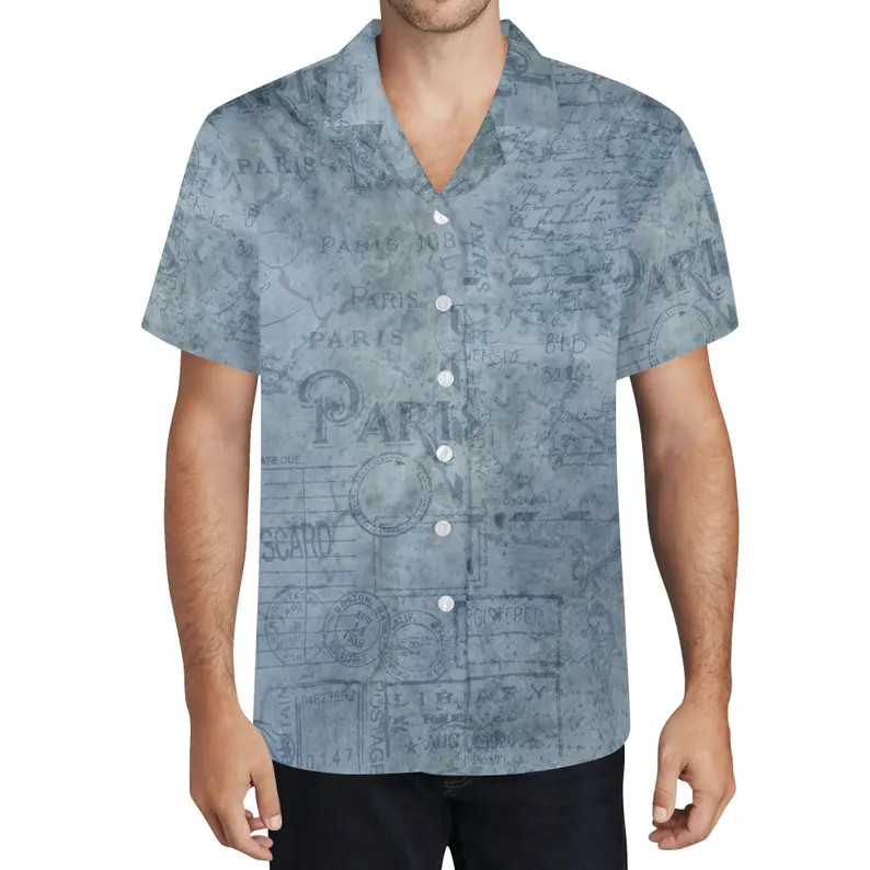 Mens Paris Theme Casual Hawaiian Shirt