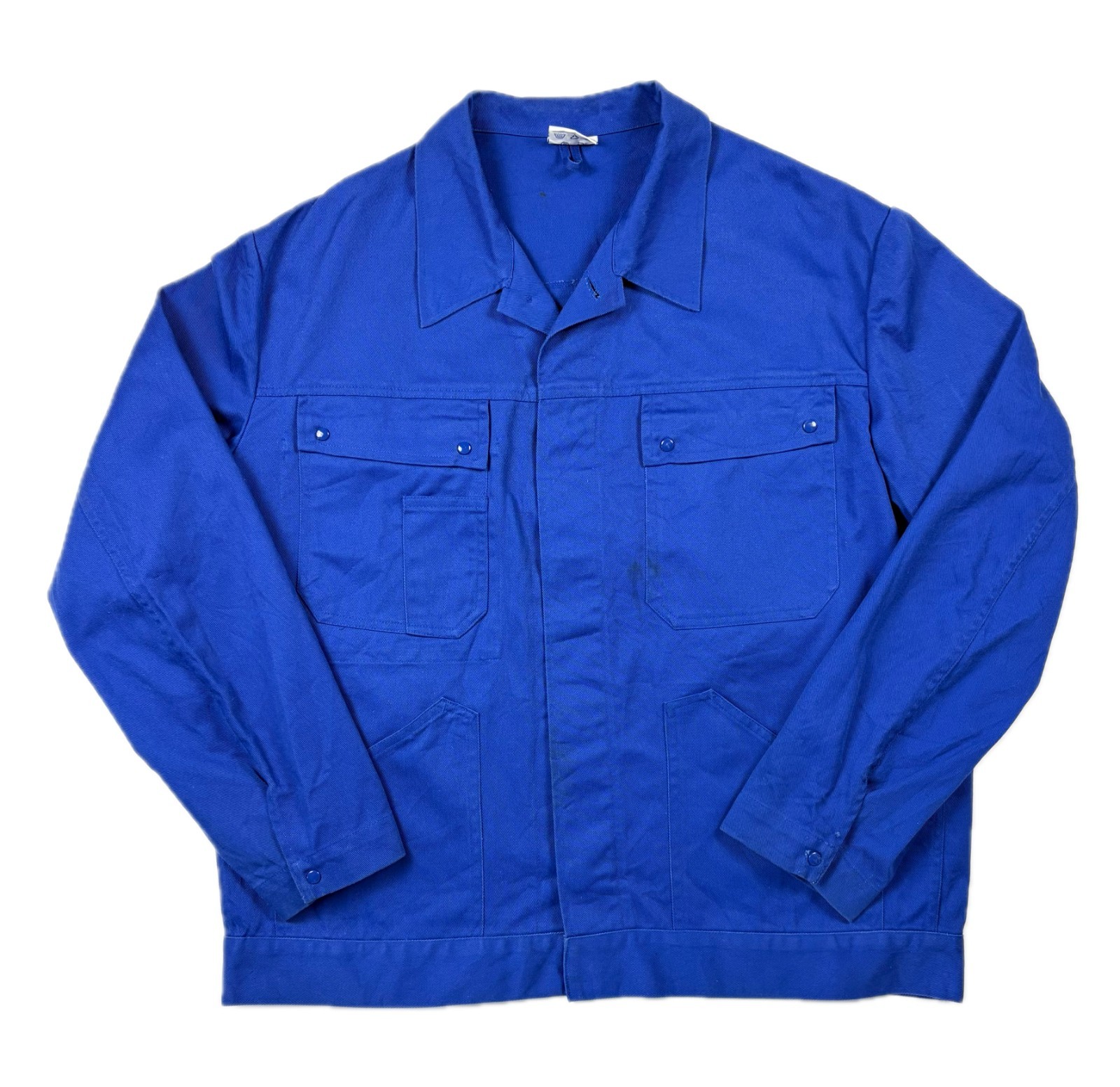 Vintage French Workwear Popper Utility Shirt Blue Men’s XXL Size 56