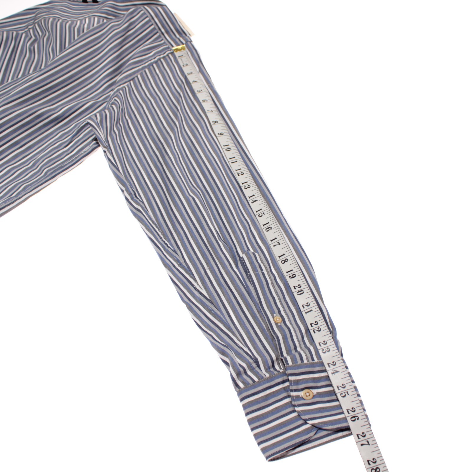 GMF NWT Casual Button Down Shirt Size 17.5 44 In Blue White & Gray Stripes