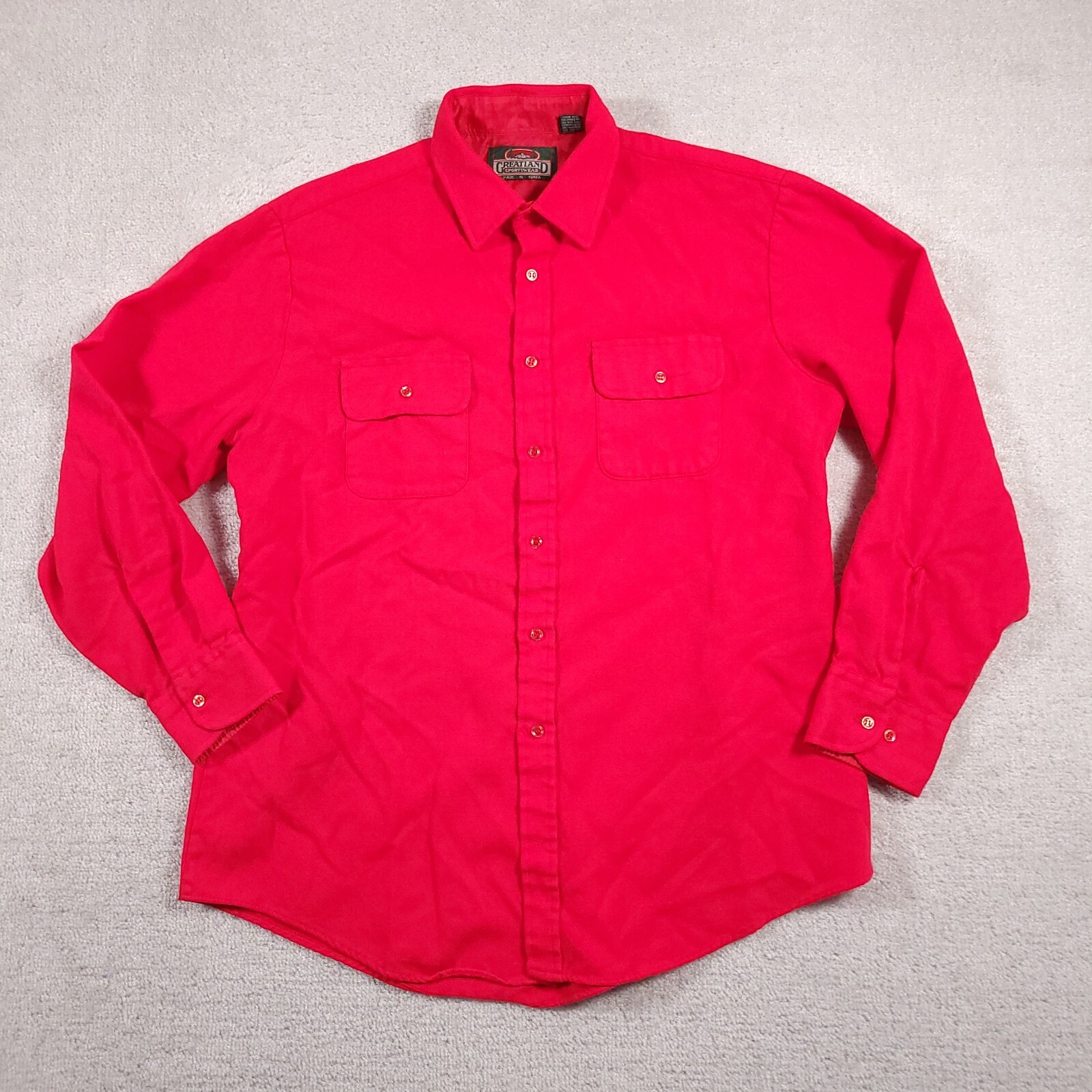 Greatland Sportswear Button Up Shirt Mens Large Red Long Sleeve Outdoors