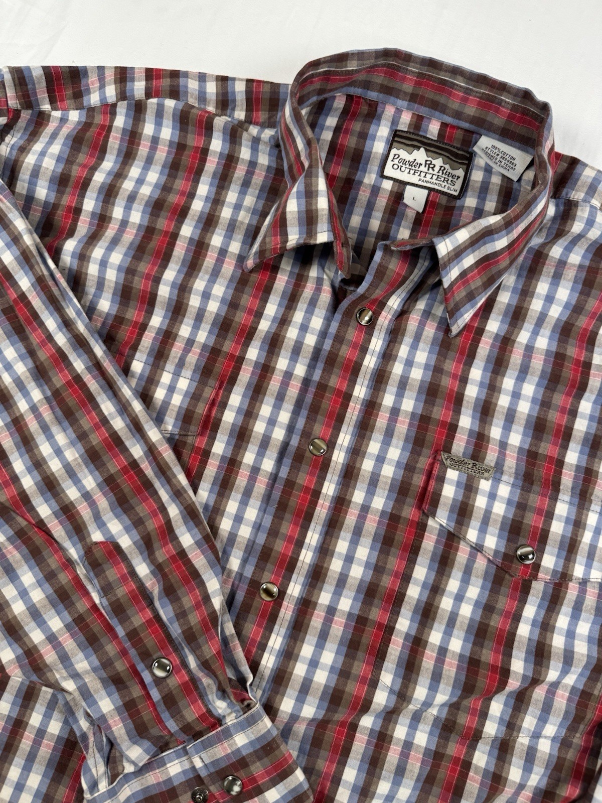 Powder River Outfitters Panhandle Slim Large Multicolor Plaid Pearl Snap Shirt