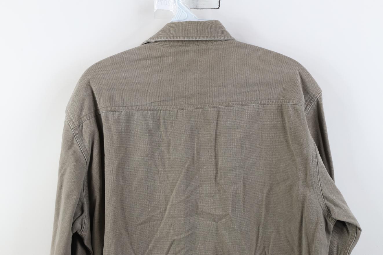 Vintage 90s Streetwear Mens Small Faded Heavy Canvas Collared Button Shirt Gray