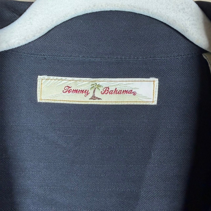 Tommy Bahama Men XXL Black 100% Silk Bar None Martini Embroidered Camp Shirt
