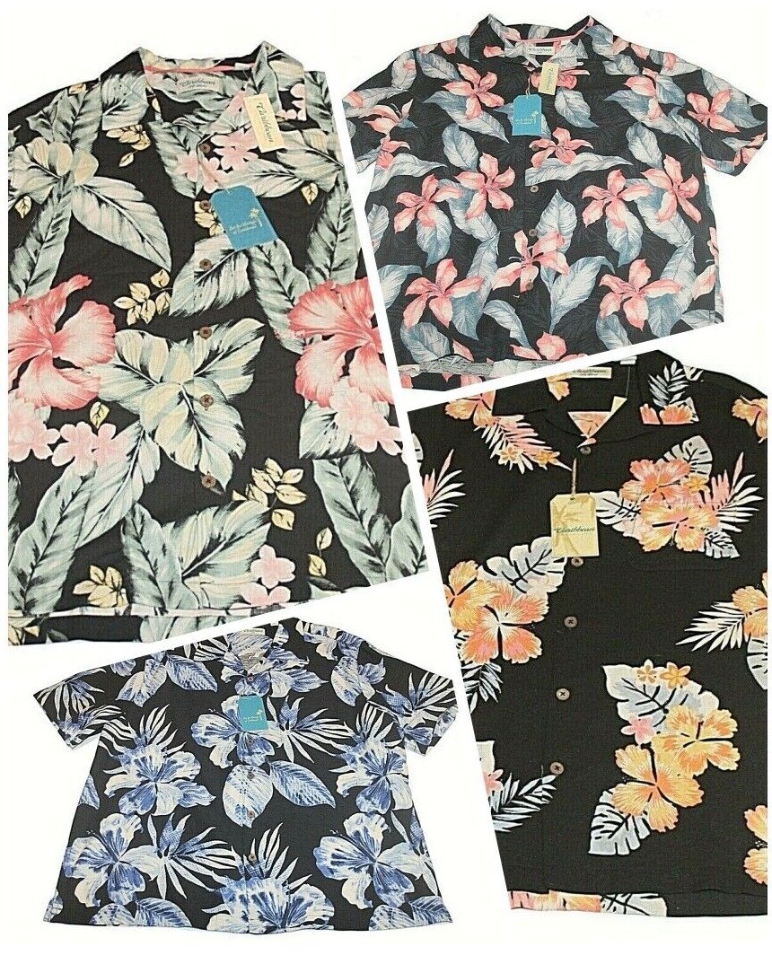 Mens Caribbean Camp Shirts Multi Colors Button Down Short Sleeve NWT