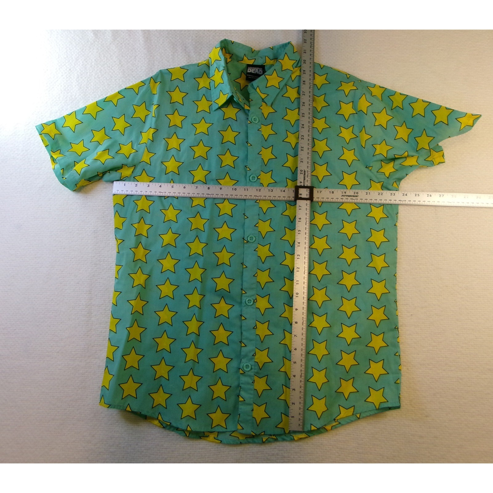 The Walking Dead Jinx Mens XL Star Button Down Shirt Short Sleeve NWT