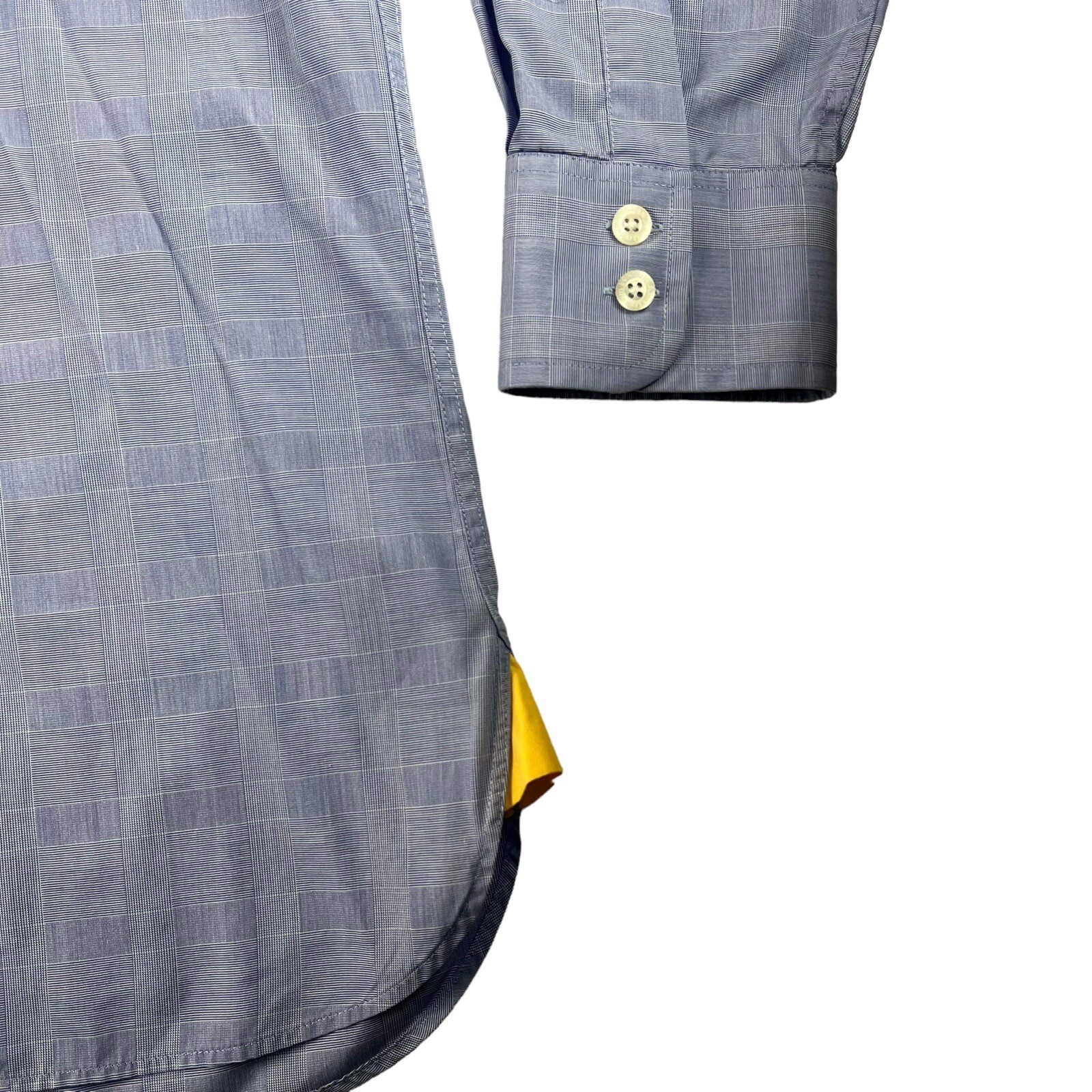 Aquascutum Of London Shirt Blue Check Shirt Men’s 42cm / 16 1/2″ Two Fold Cotton