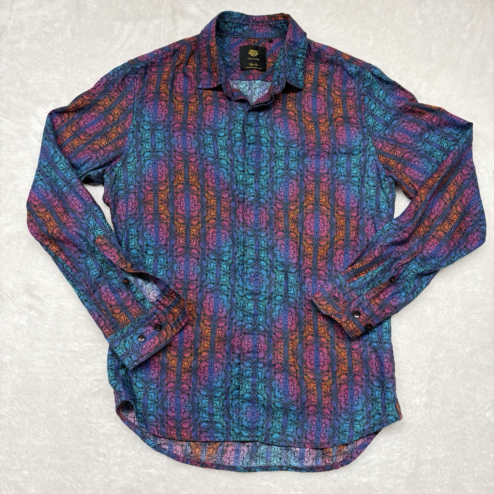 YELLOW Clothing Bangladesh multicolored floral striped long sleeve button down M