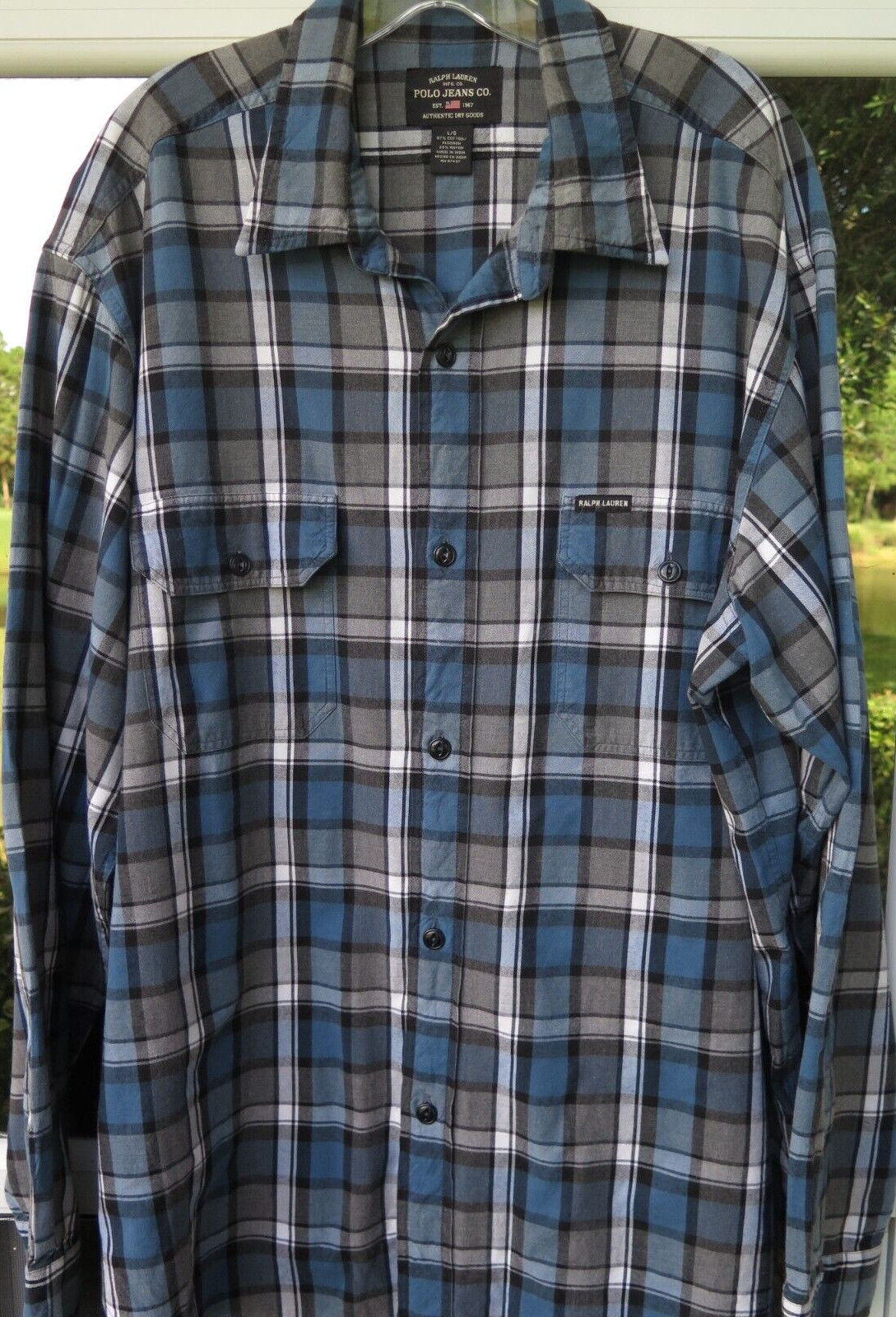 Ralph Lauren Polo Jeans Co Mens Pure Cotton Plaids Checks Casual Shirt Large EUC