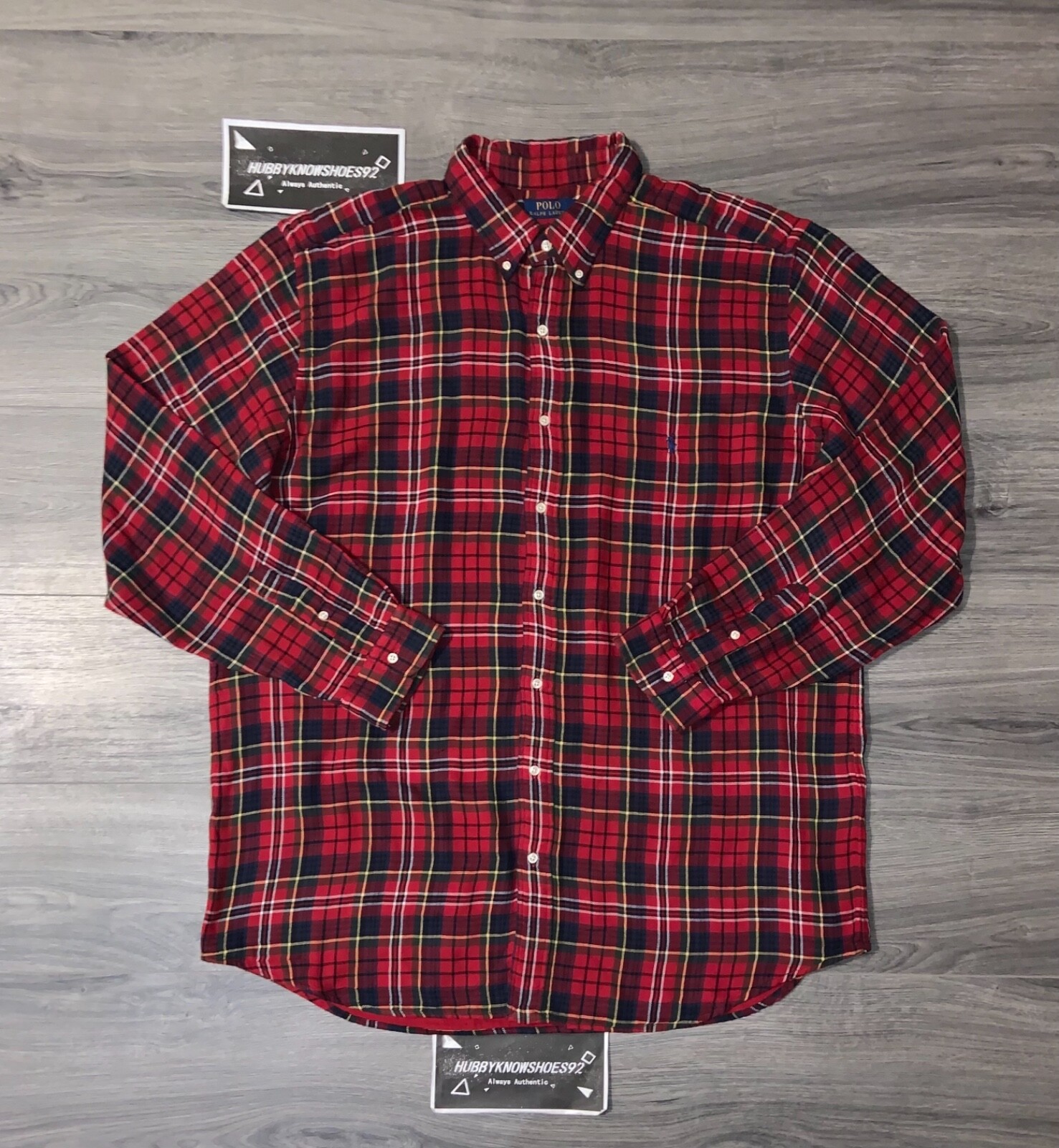 POLO RALPH LAUREN Men’s Big & Tall Red Plaid Flannel Button-Down Shirt NWOT