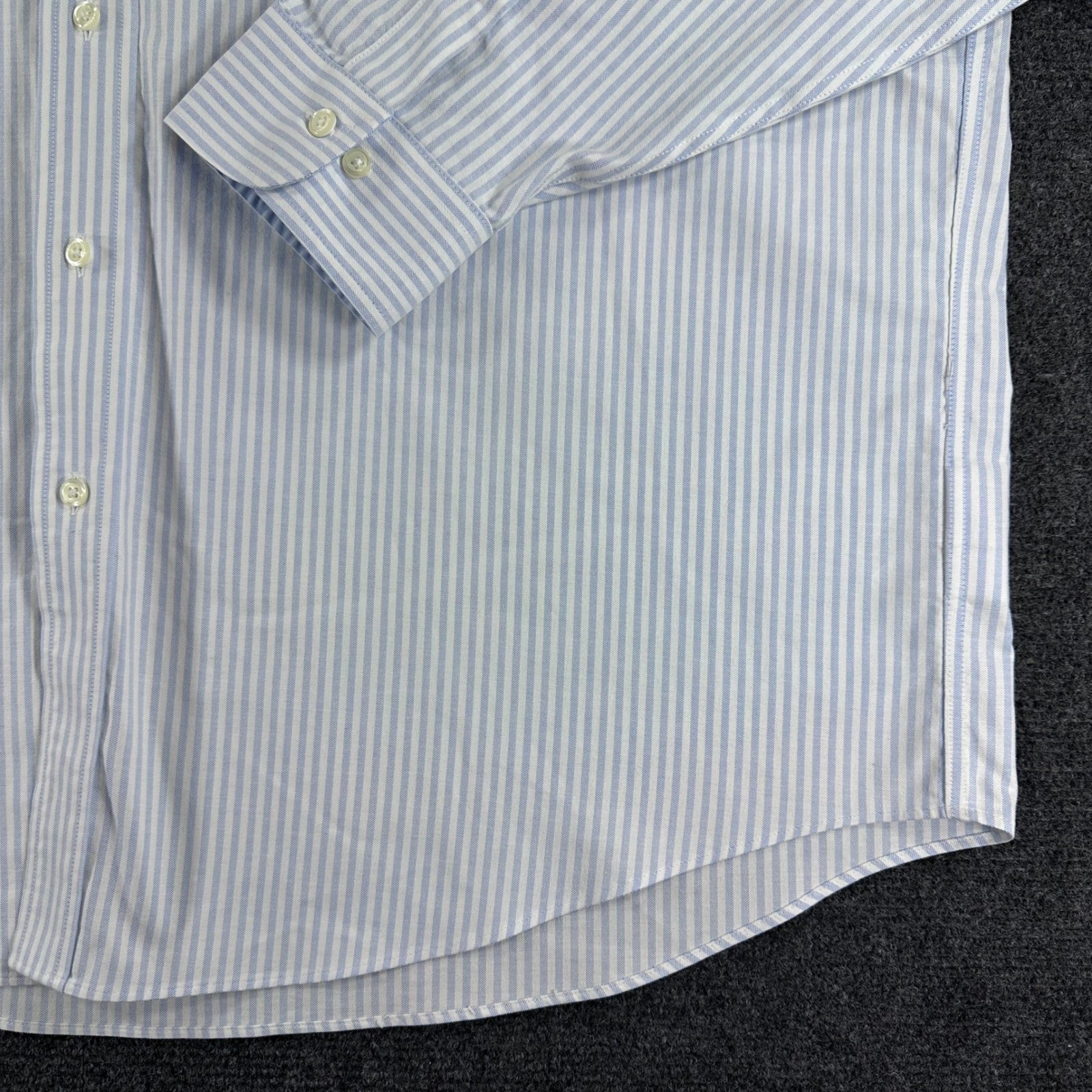 Brooks Brothers Button Down Mens XXL 2XL Blue Striped Non-Iron Stretch Shirt