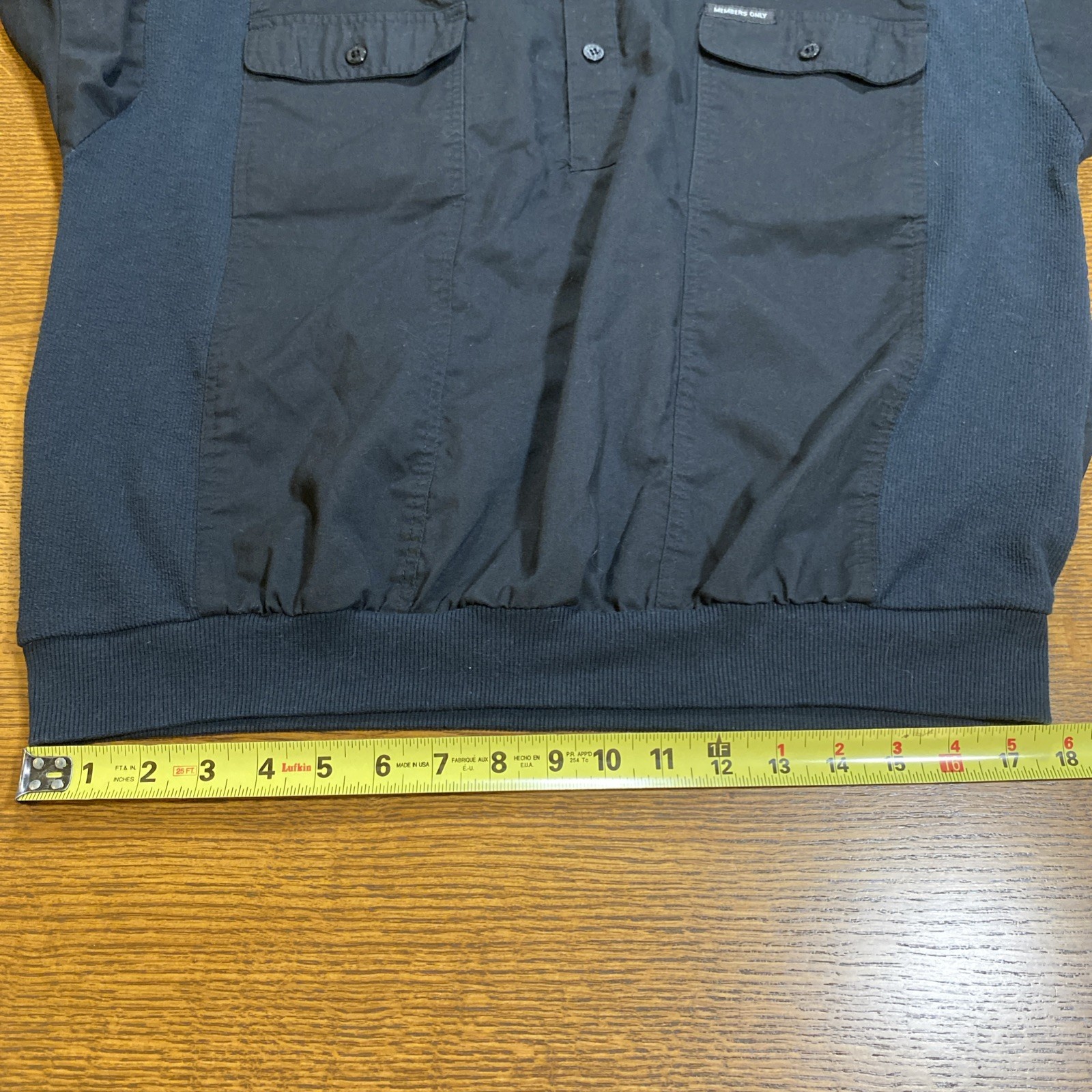 MEMBERS ONLY Vintage Henley 1/4 Button Shirt Short Sleeve Ribbed Panel Mens Sz L