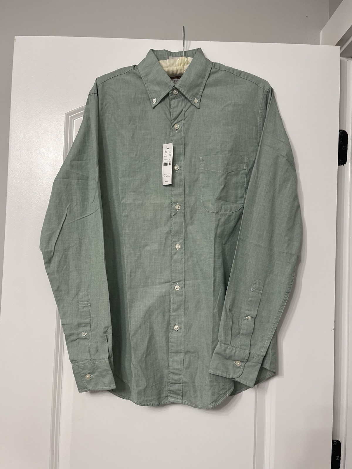 NWT J.Crew Green Secret Wash Organic Cotton Long Sleeve Button Down Shirt Sz S