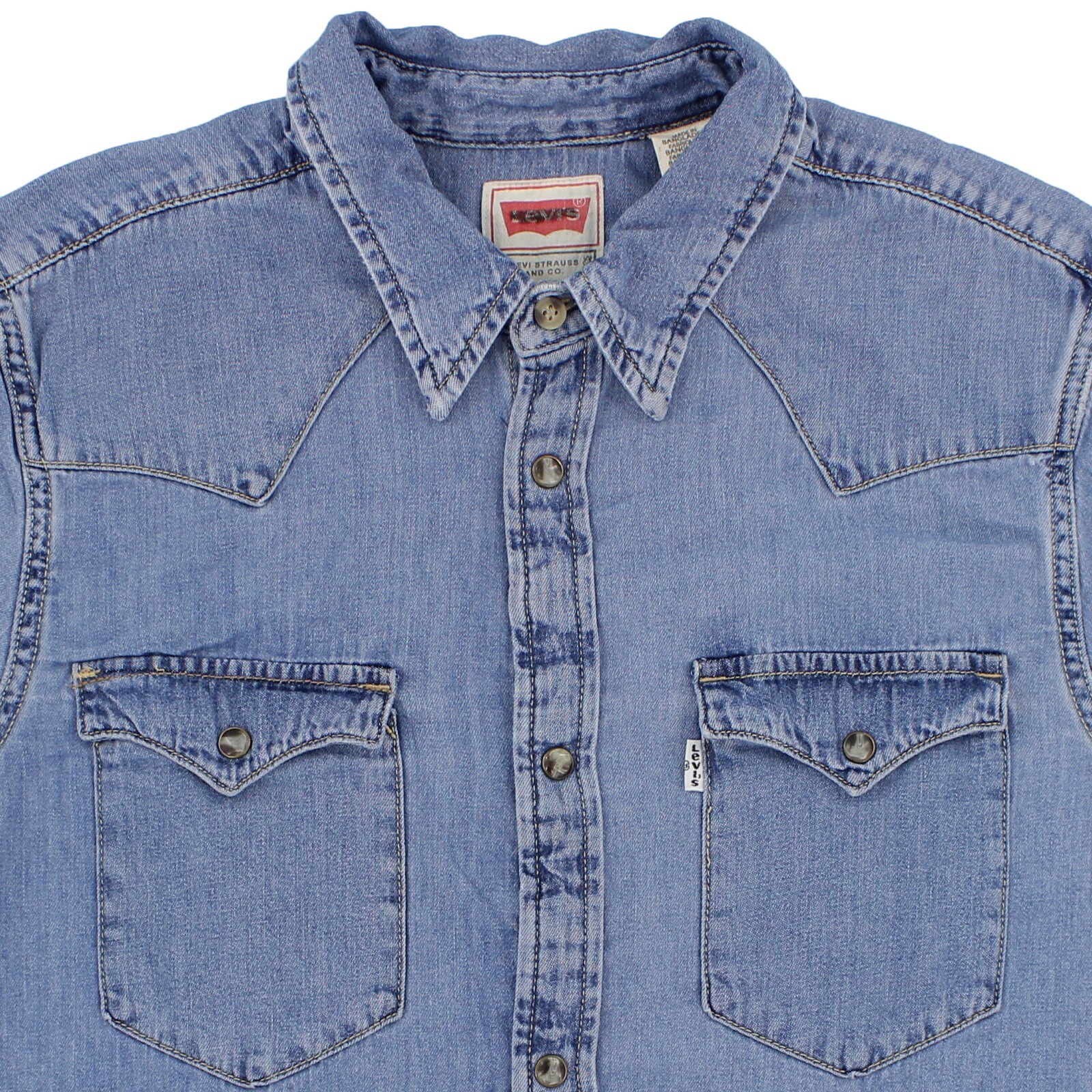 Levi’s Men’s Denim Pearl Snap Button Western Shirt Long Sleeve Button Pockets