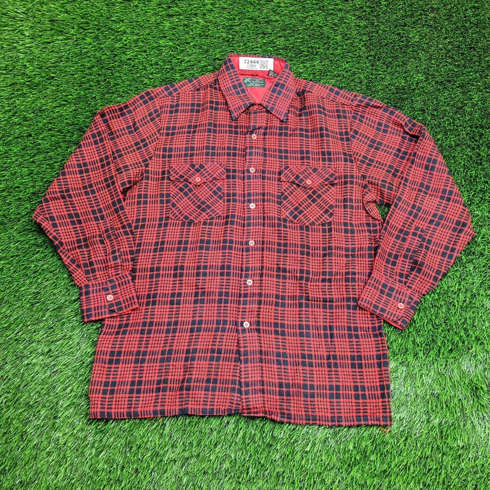 Vintage 80s Plaid Button Shirt Medium 21×29 Red