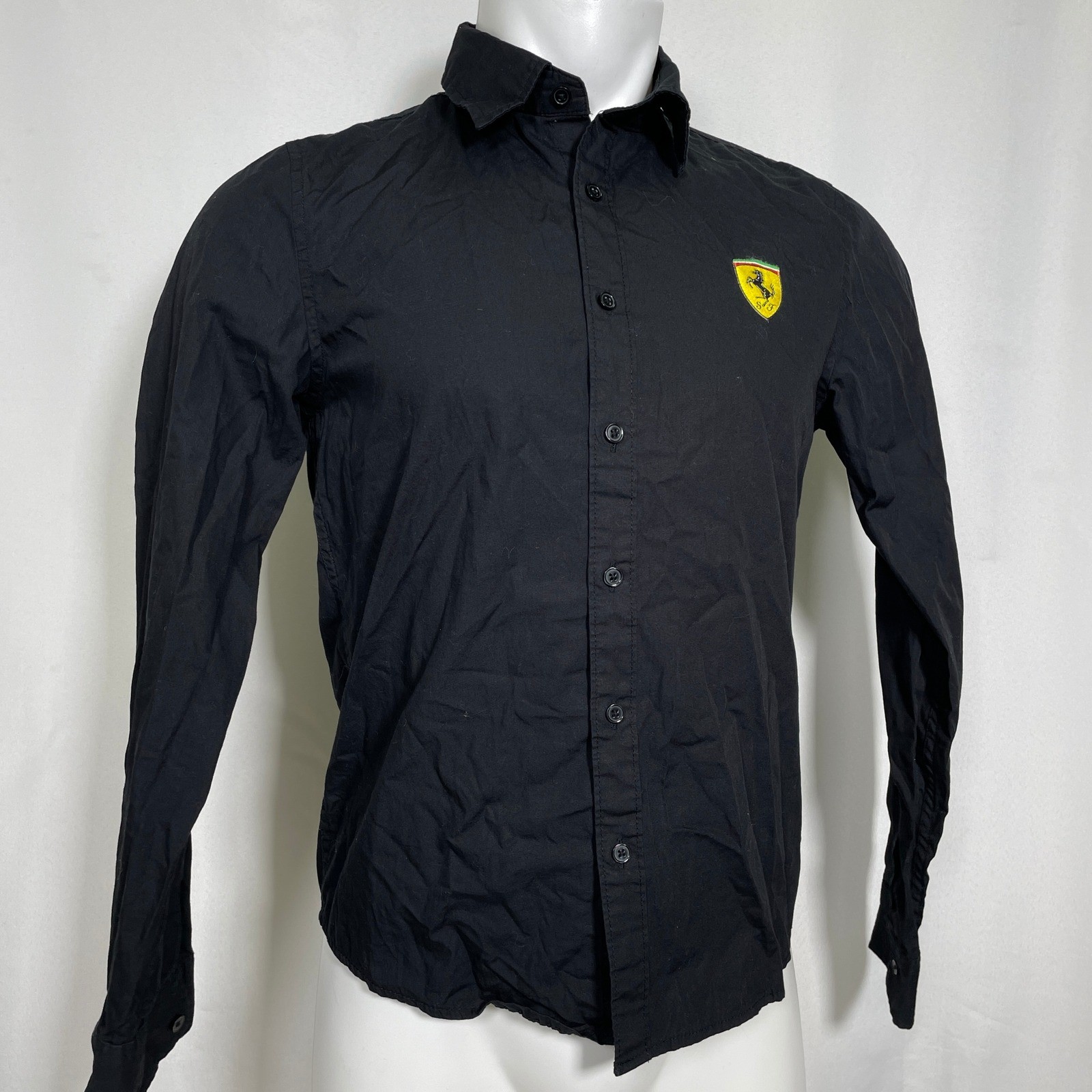Scuderia Ferrari Racing PUMA Black Long Sleeve Button Down Shirt Men’s SMALL