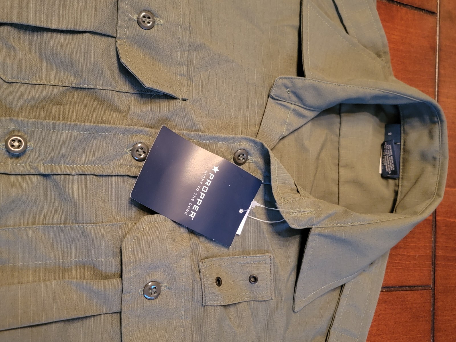 PROPPER Olive Drab Green Small Button Down Tactical Shirt 
