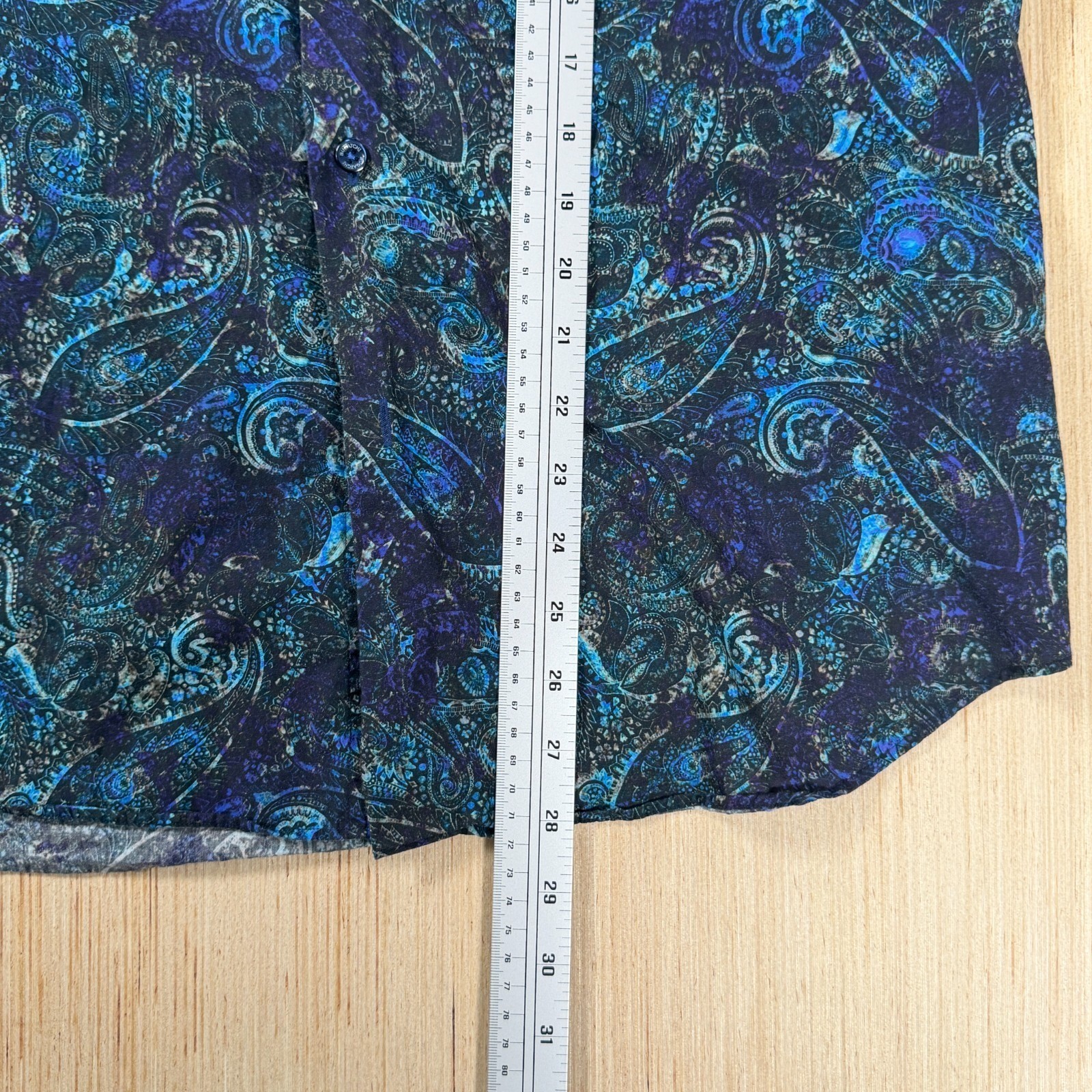 Bugatchi Classic Fit Shirt Mens Medium Paisley Blue Cotton Psychedelic Bohemian