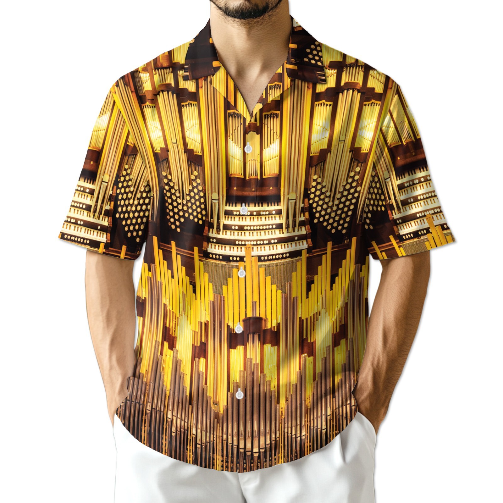 Church Pipe Organ Hawaiian Shirt Music Religious Vintage Aloha Gift