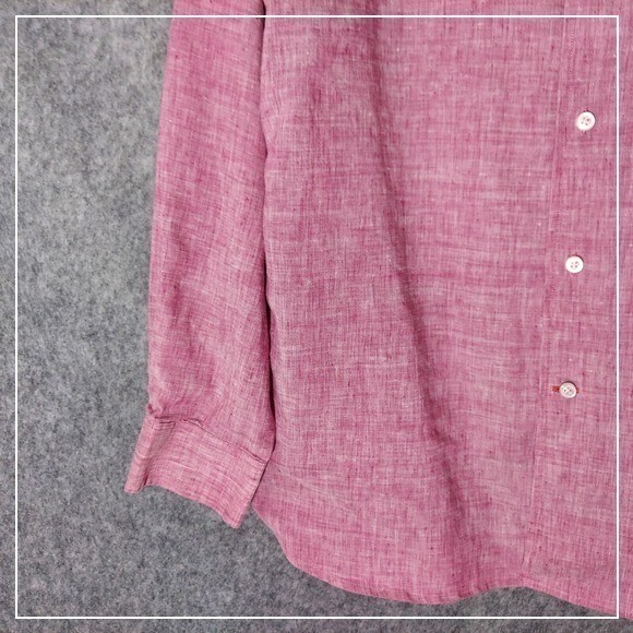 Daniel Cremieux Linen Shirt L Men Button Red Stretch Long Sleeve Oxford Casual