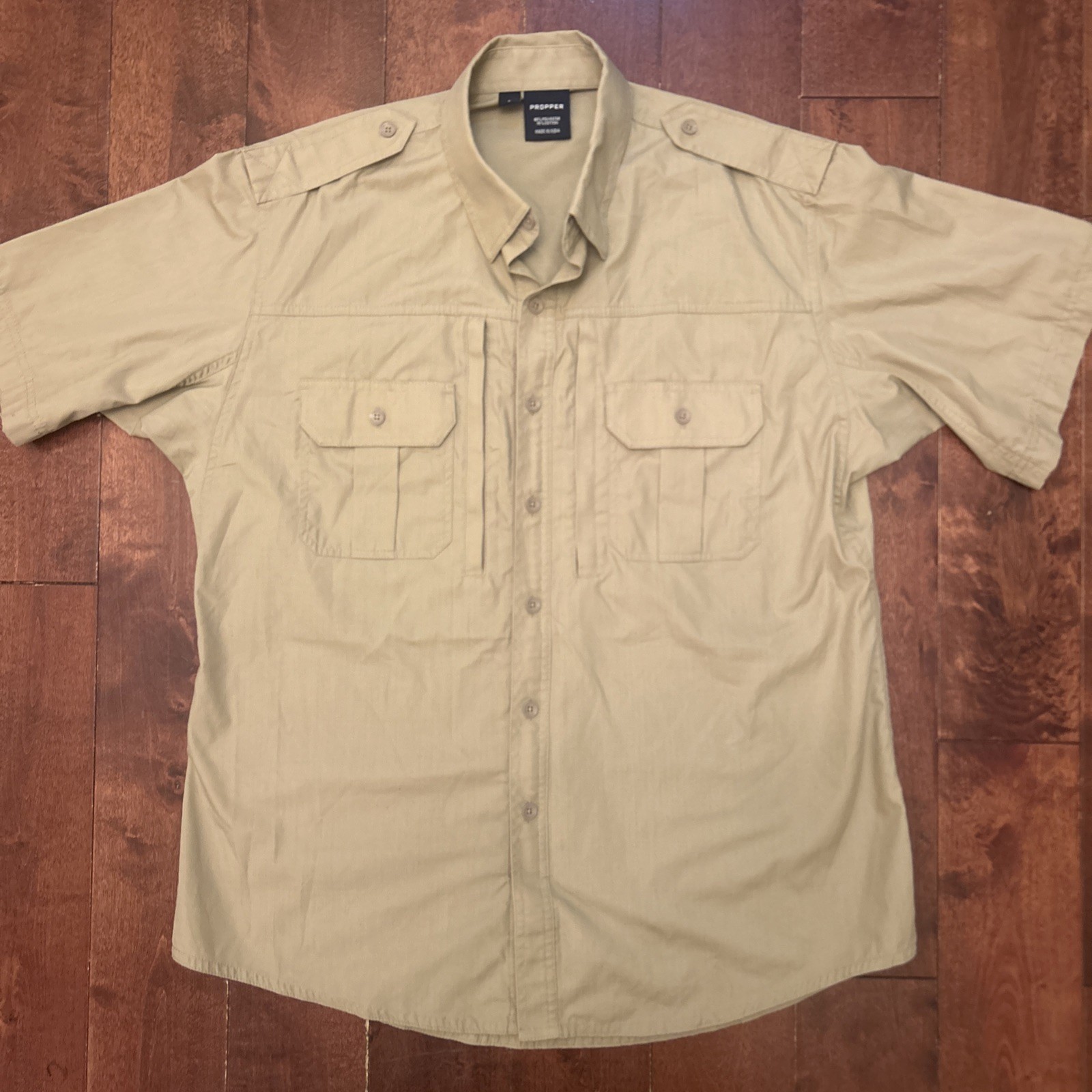 Propper Tactical Shirt Mens L Short Sleeve Button Up Military Uniform Pockets
