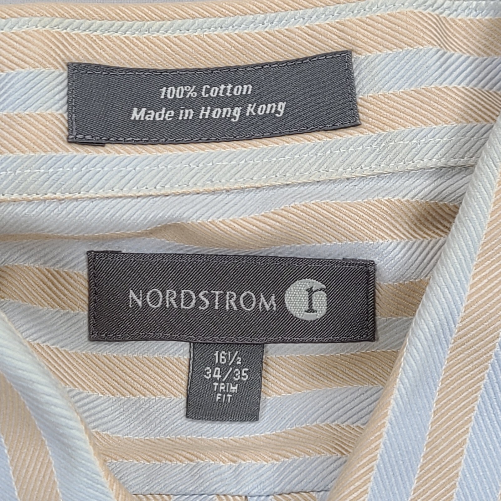 Nordstrom Shirt Mens 16.5 Yellow Blue Button Up Outdoors Comfort Mens