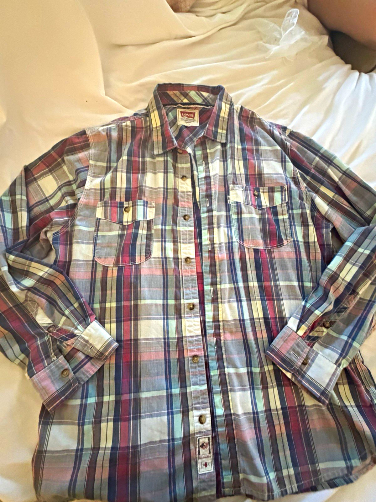 Levi’s Mens XL Regular Plaid Woven Cotton Button-Front Shirt Long Sleeve