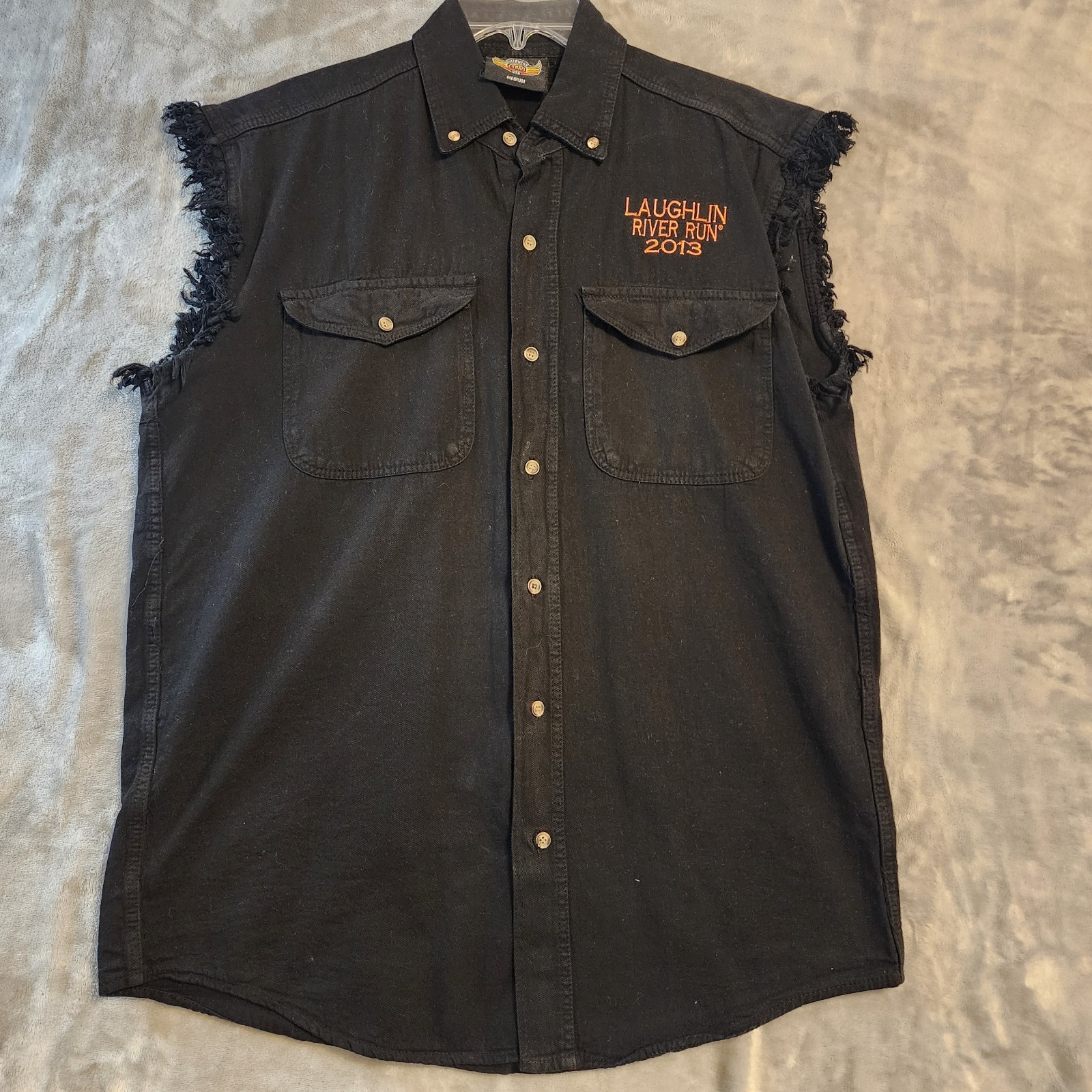 Biker Wear USA Mens Medium Sleeveless Shirt Laughlin River Run 2013 Skull